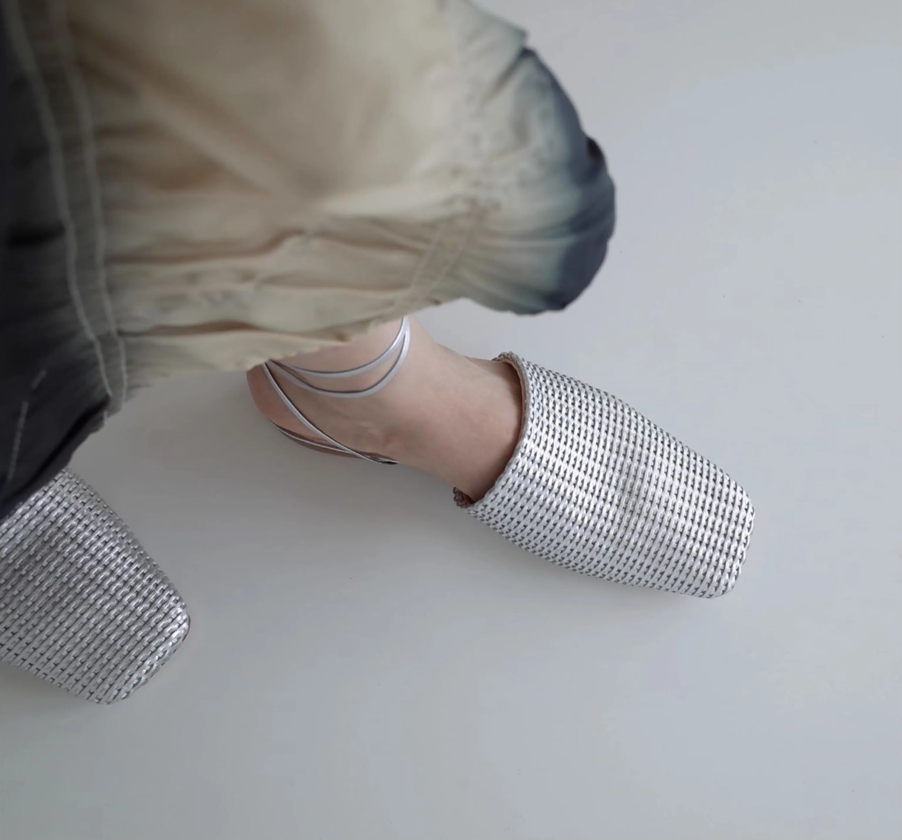 Silver Woven Square Toe Mules - Image 6