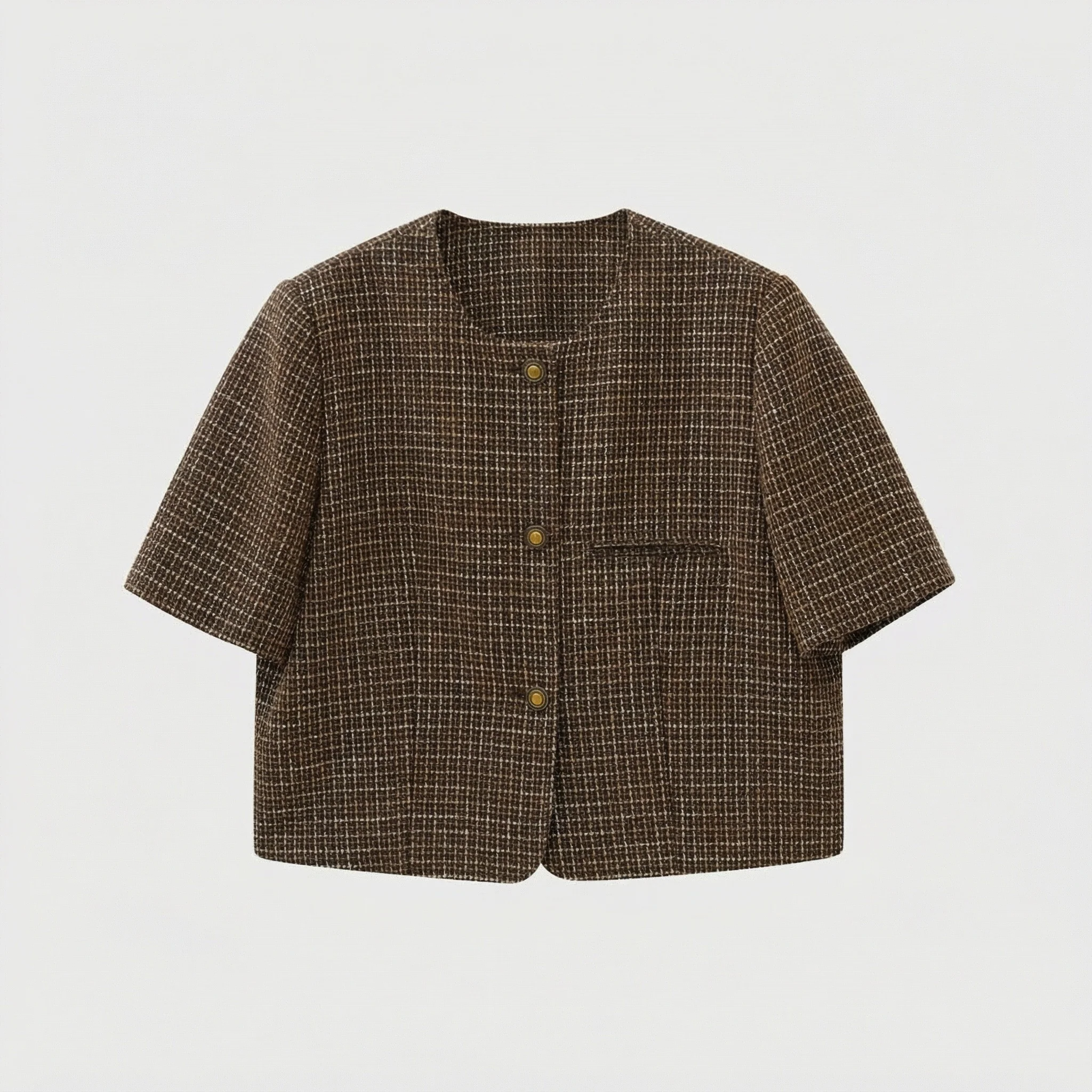 Simple Textured Jacket and Shorts Set - Image 6