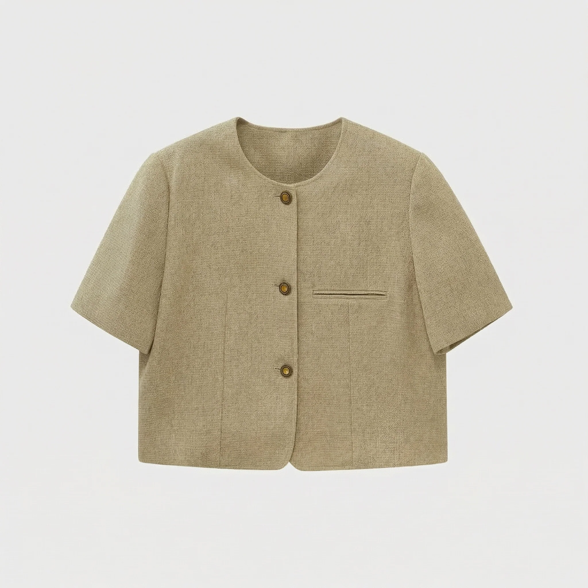 Simple Textured Jacket and Shorts Set - Image 7