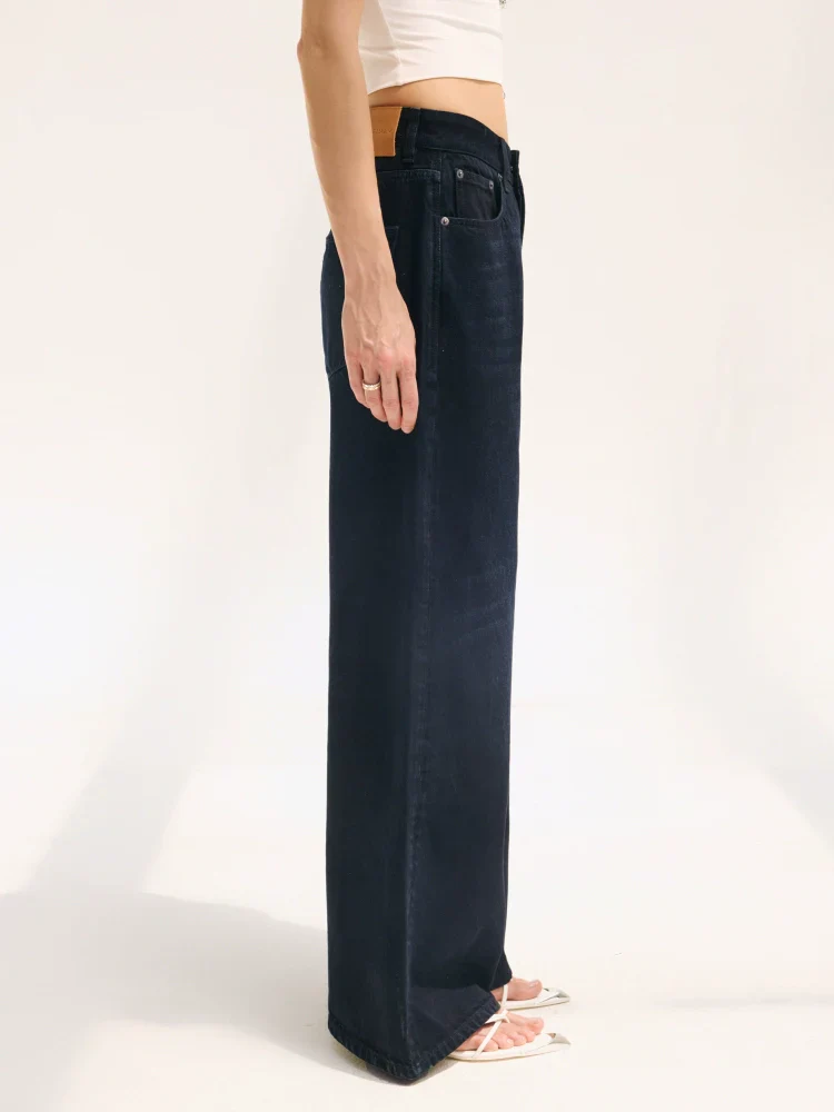 Siro-spun Washed Denim Wide-leg Jeans - Image 2