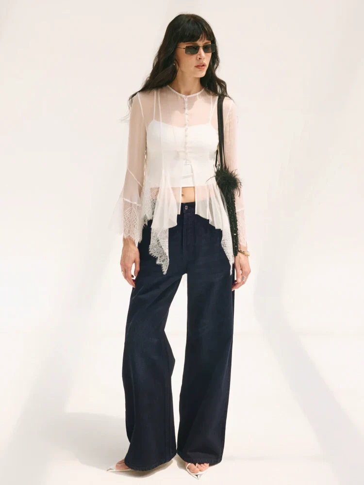 Siro-spun Washed Denim Wide-leg Jeans - Image 3