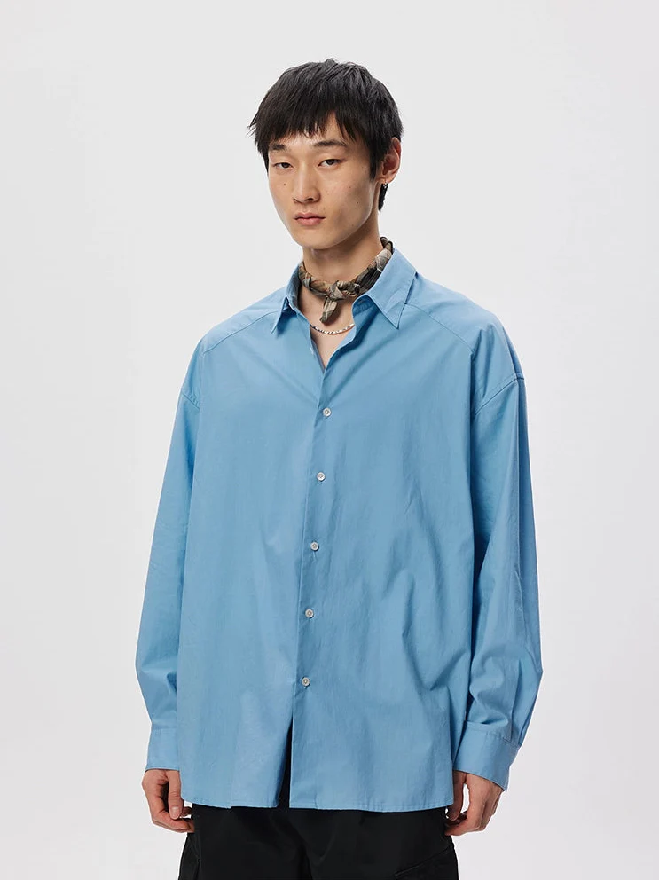 Sky Blue Cross‑Yoke Long‑Sleeve Shirt - Image 6