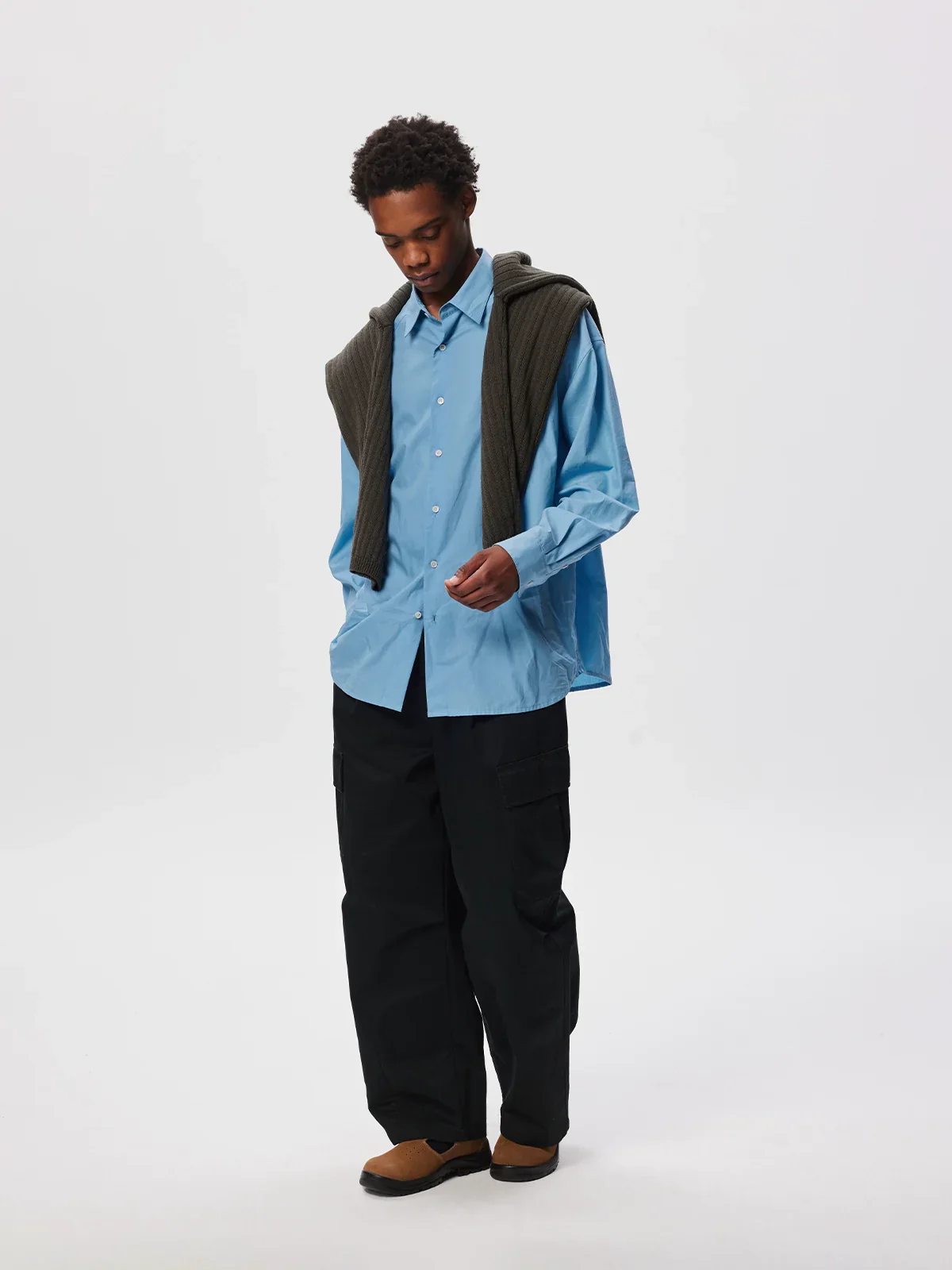 Sky Blue Cross-Yoke Shirt - Image 3