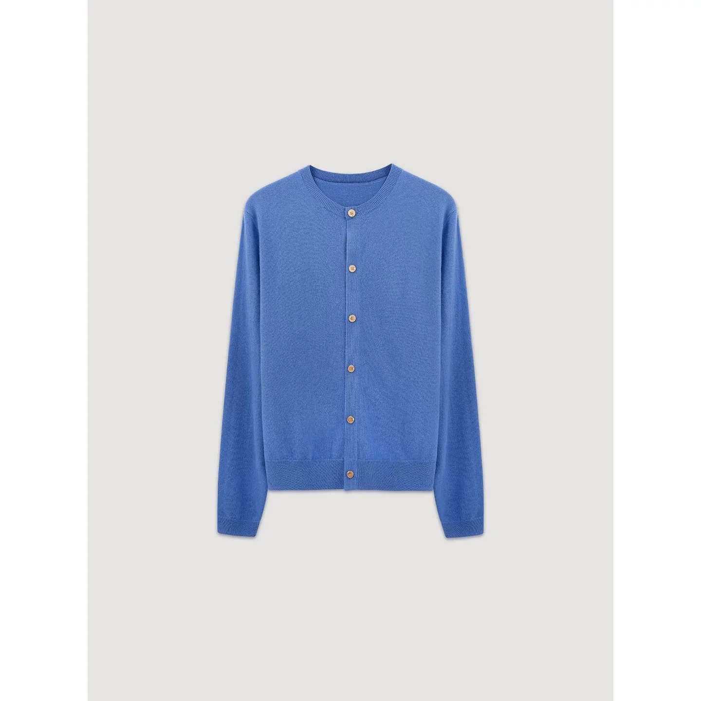 Sky Blue Wool Crewneck Cardigan - Image 5