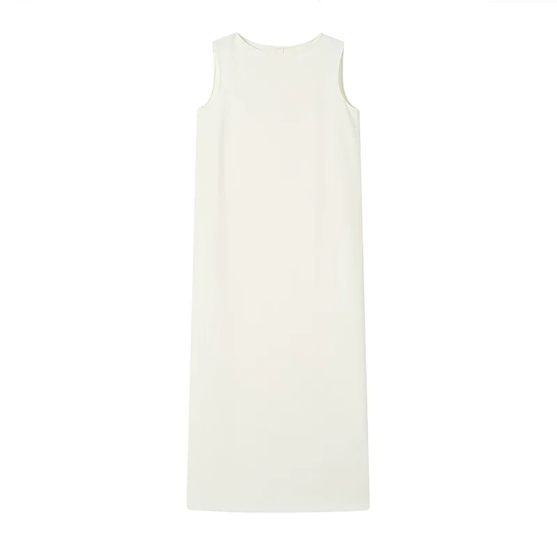 Sleeveless Round Neck Acetate Column Dress - Image 2