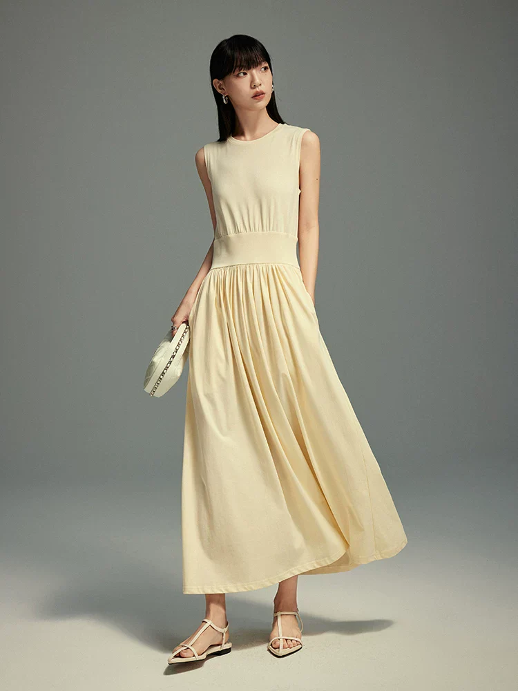 Sleeveless Waistband Maxi Dress