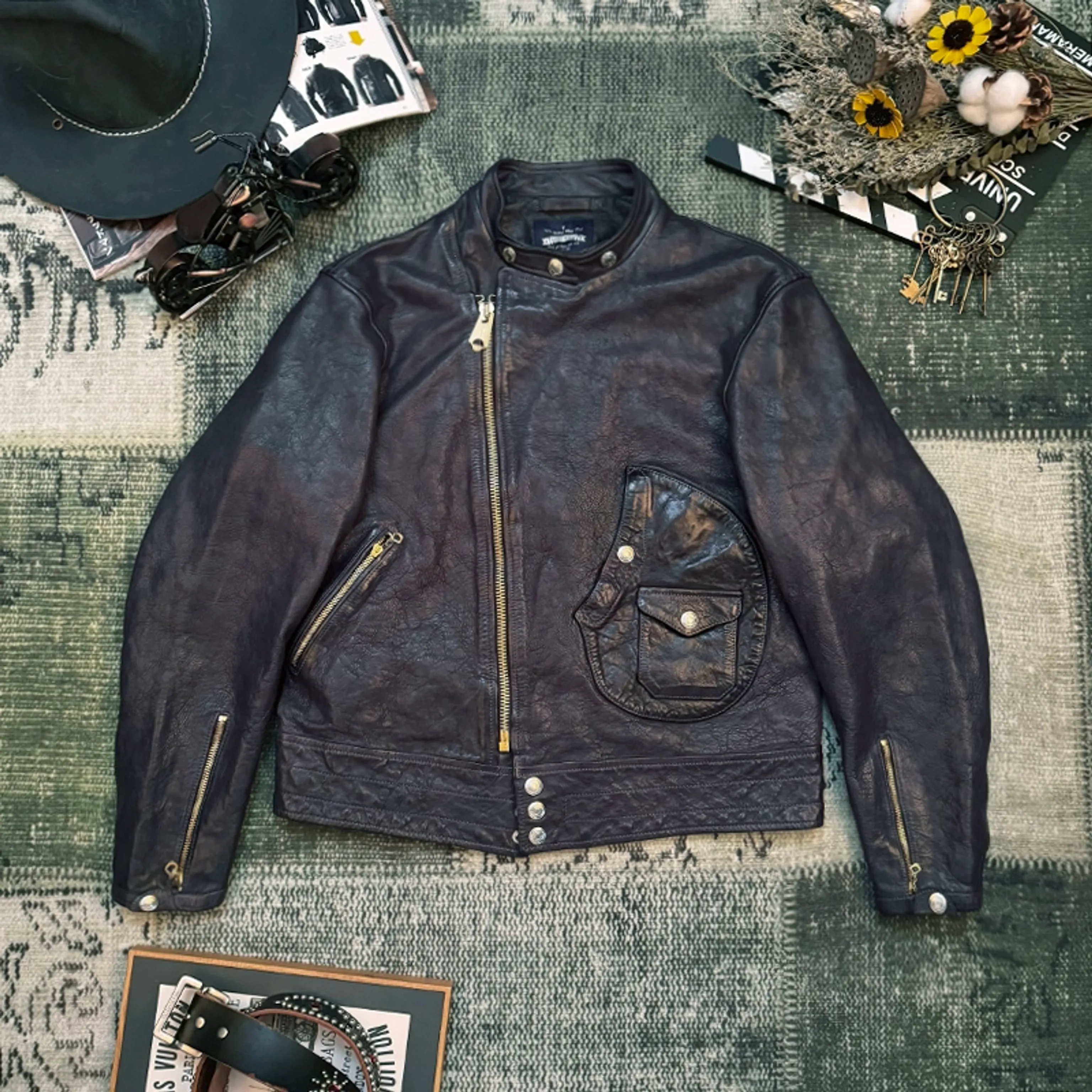 Slim Horsehide Biker Jacket - Image 7