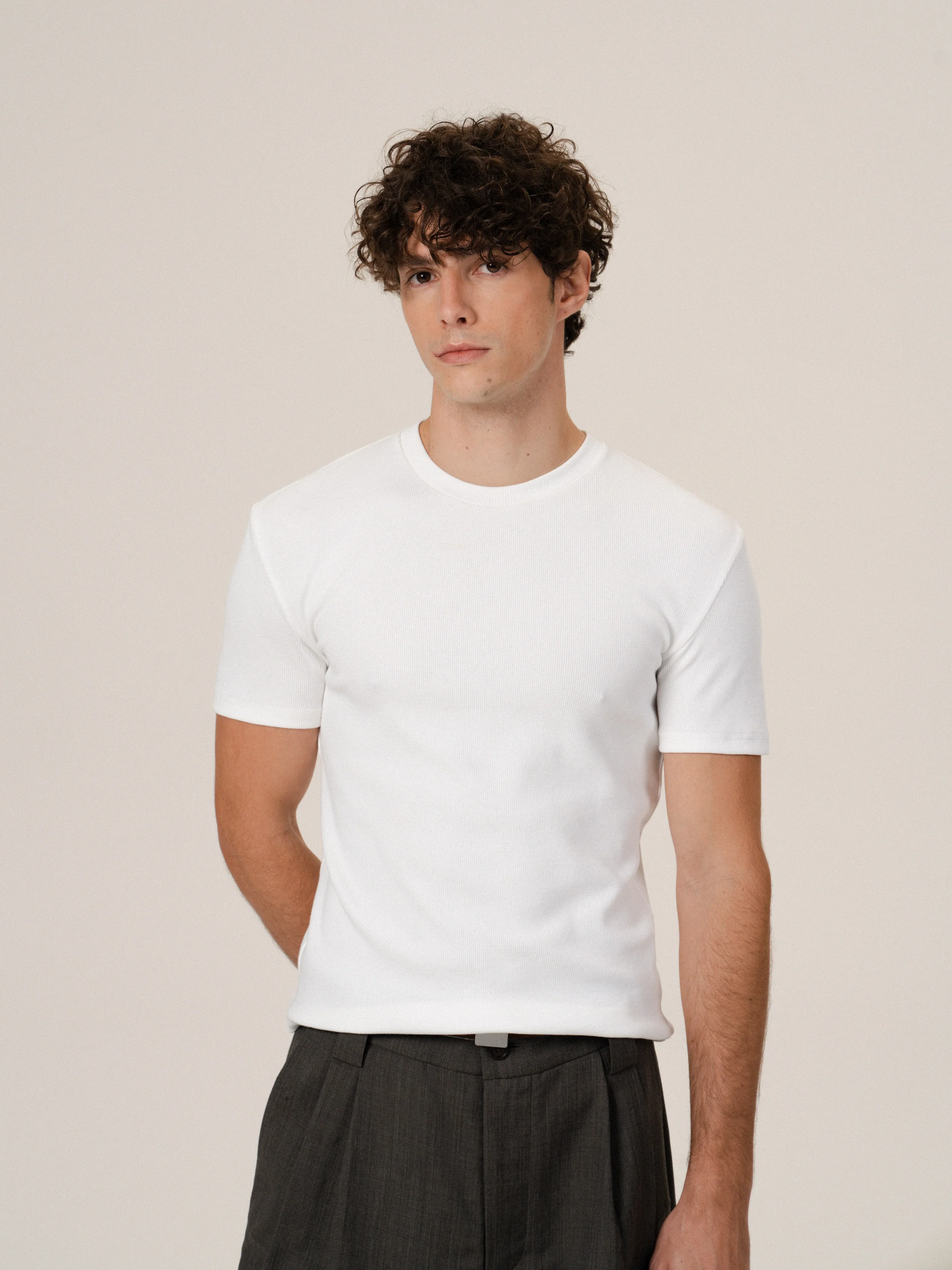 Slim Ribbed Crewneck T-Shirt - Image 2