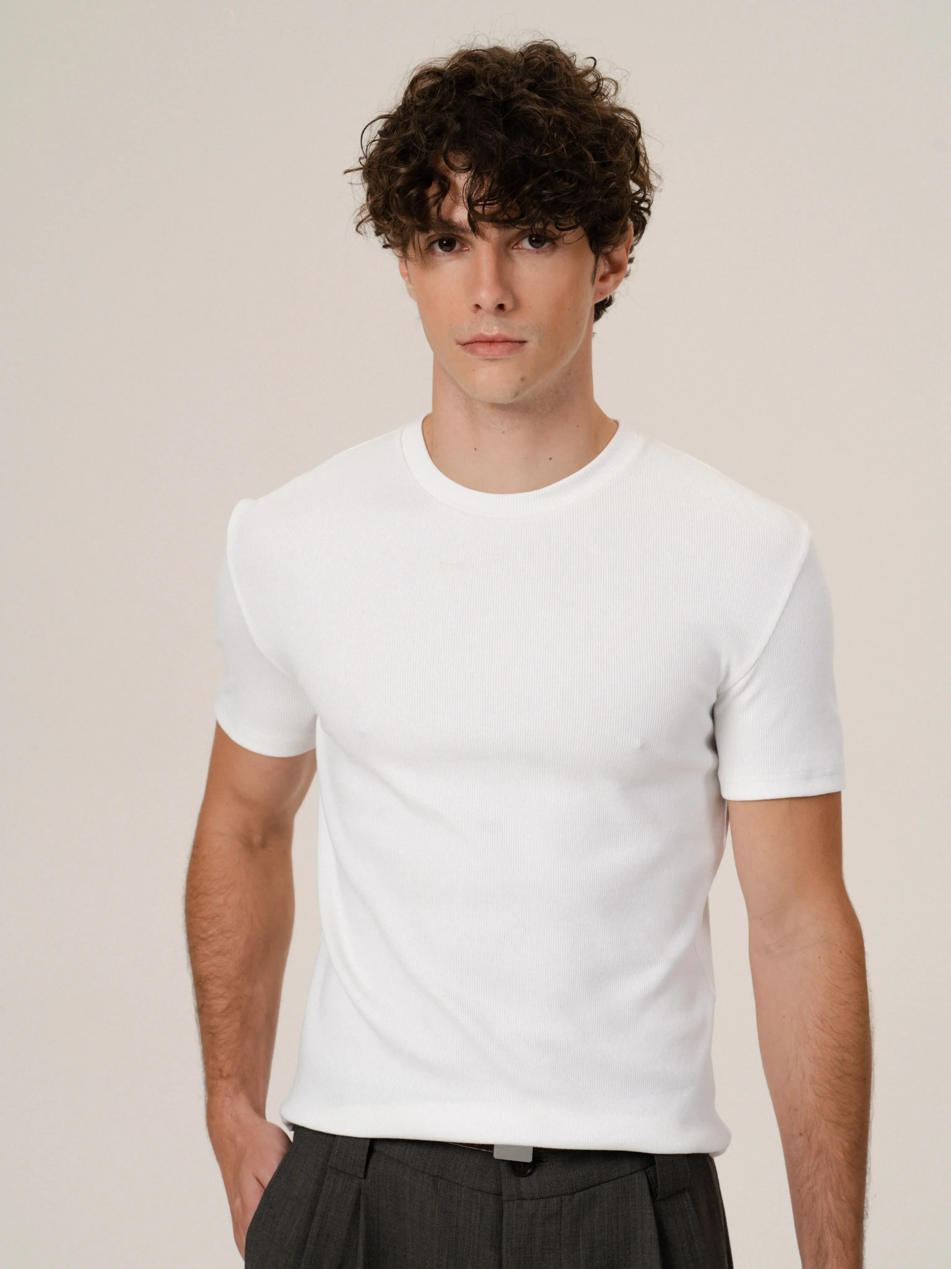 Slim Ribbed Crewneck T-Shirt - Image 9