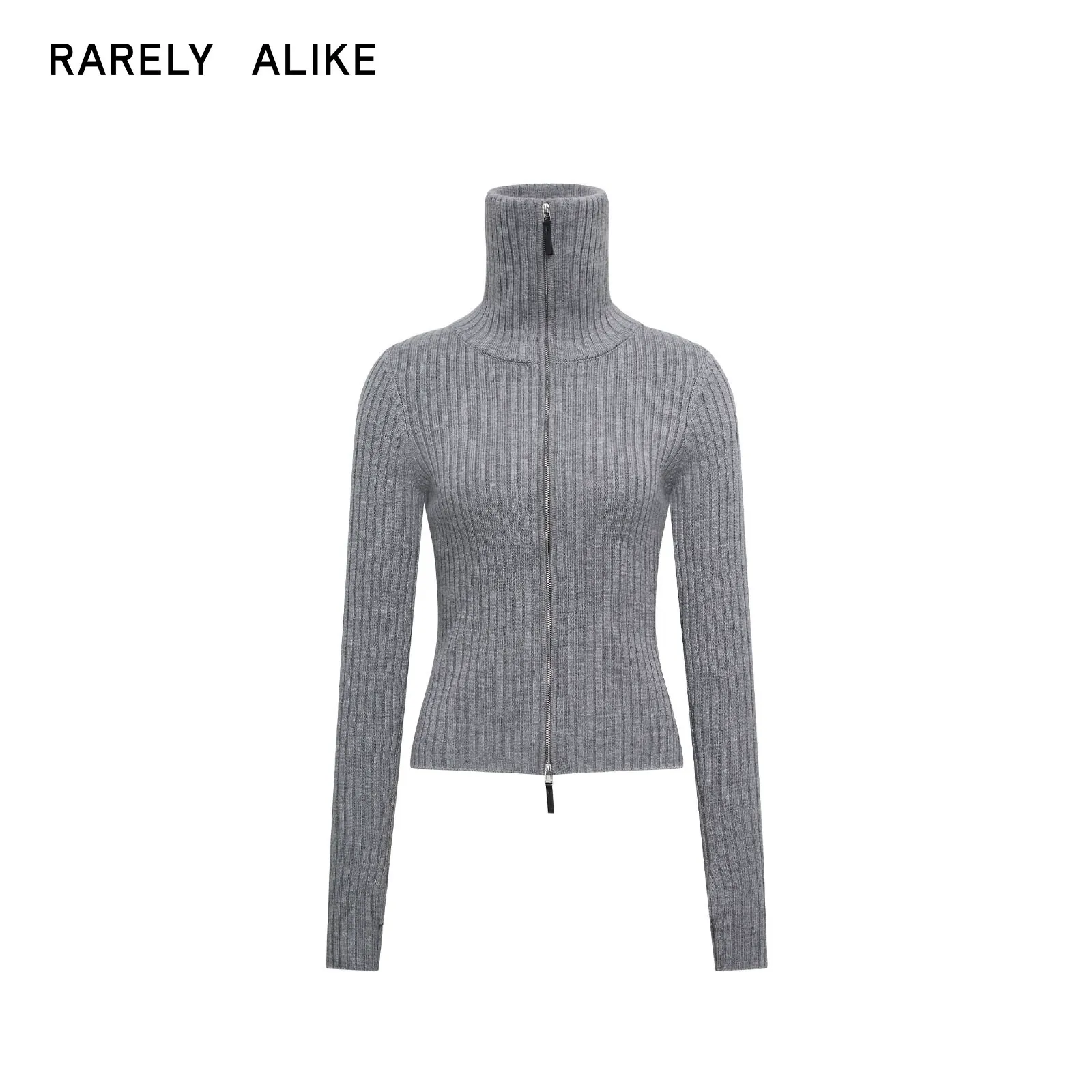 Slim Ribbed Wool Turtleneck Cardigan - Image 6