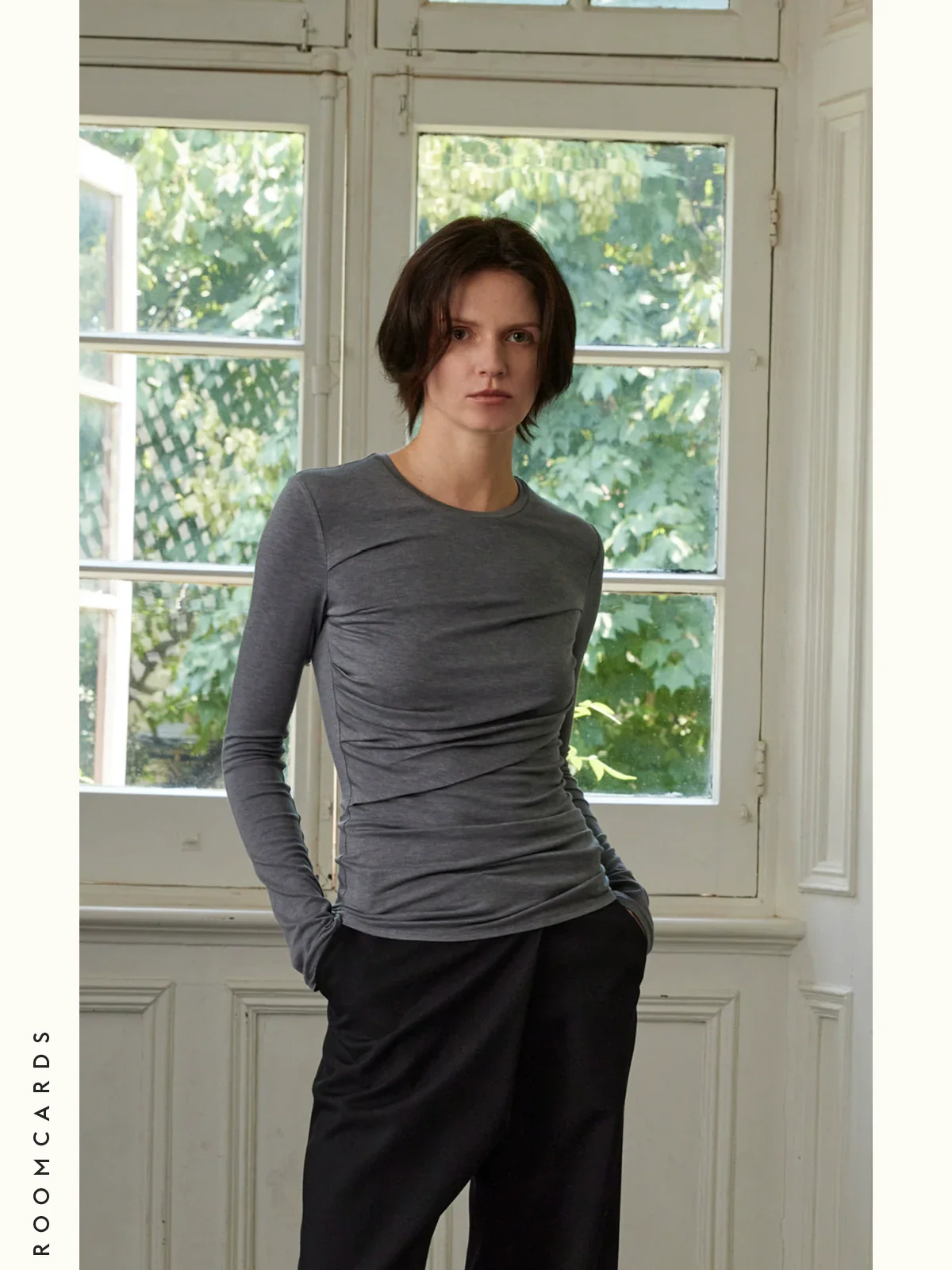 Slim Ruched Long-Sleeve Tee - Image 3