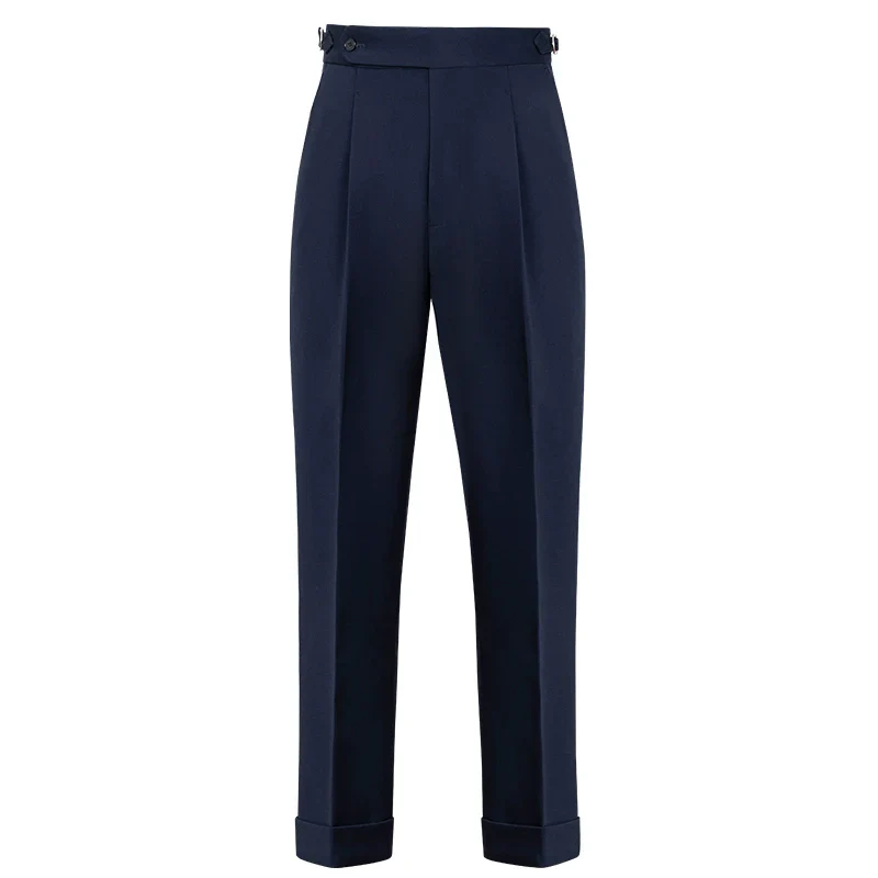 Slim Straight Pleated Trousers - Image 2