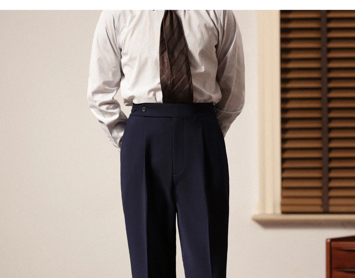 Slim Straight Pleated Trousers - Image 6