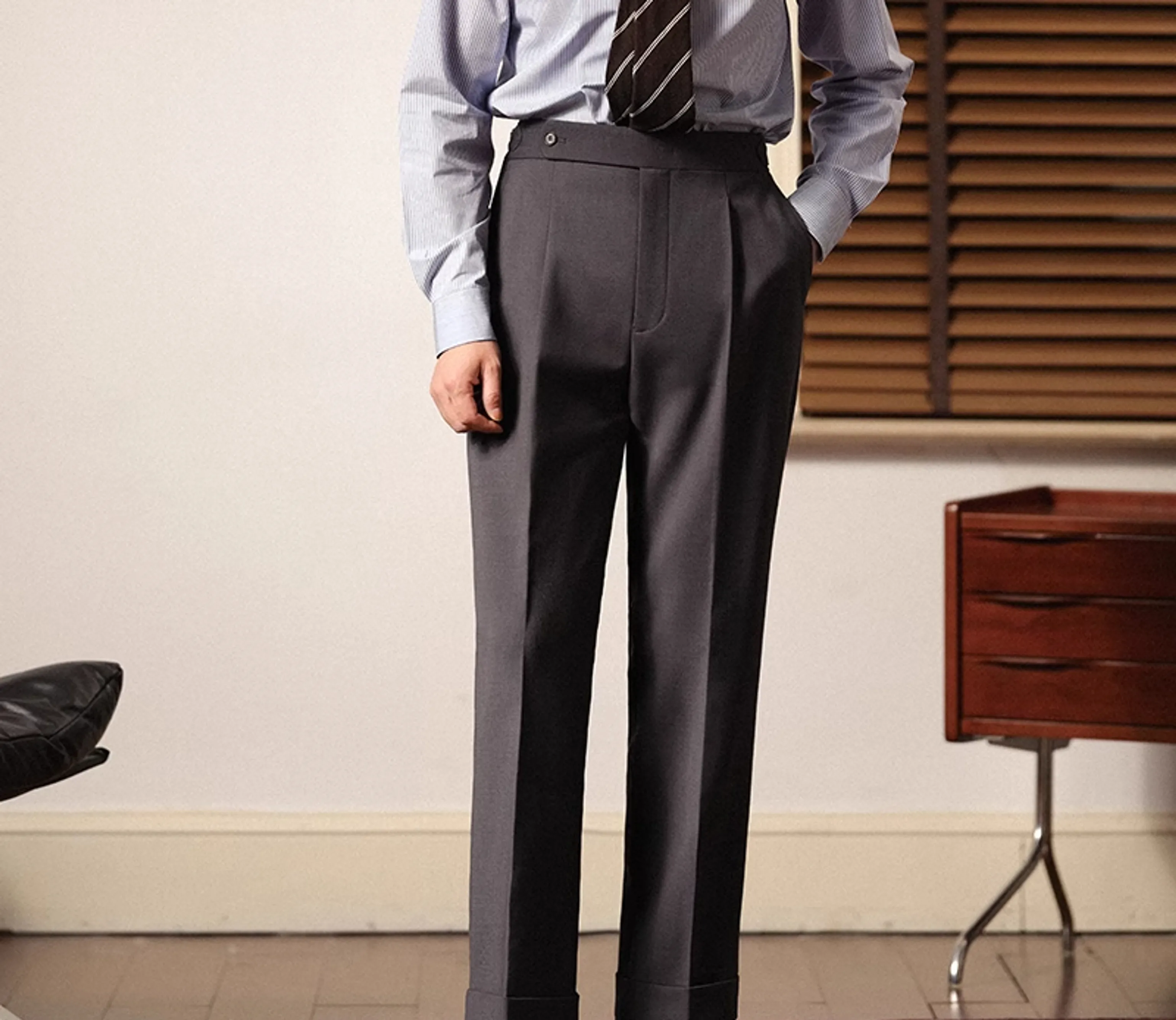 Slim Straight Pleated Trousers - Image 8