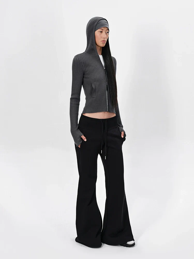 Slim Wool Knit Hoodie Cardigan - Image 3
