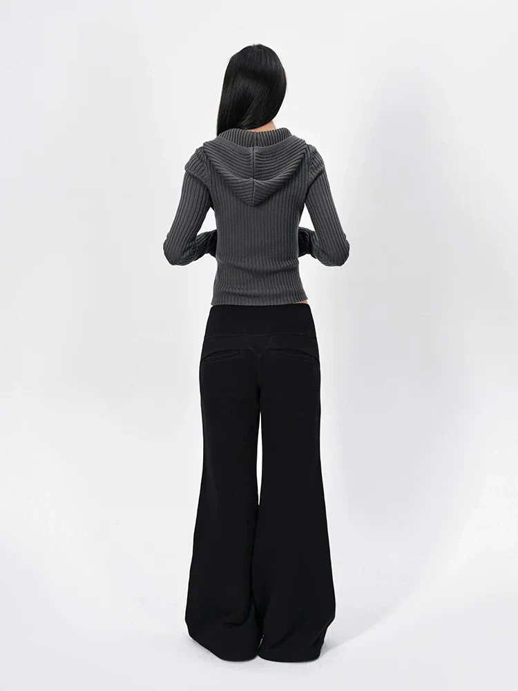 Slim Wool Knit Hoodie Cardigan - Image 4