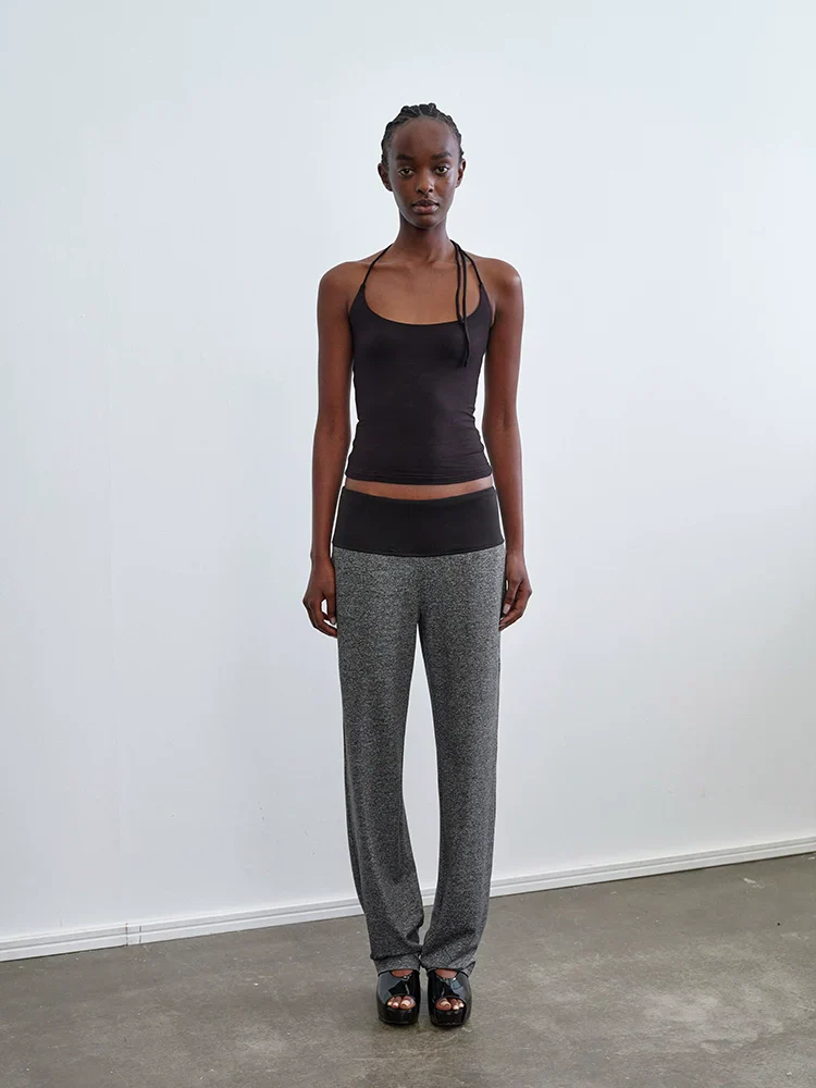 Slimming Contrast Waist Tapered Pants - Image 3