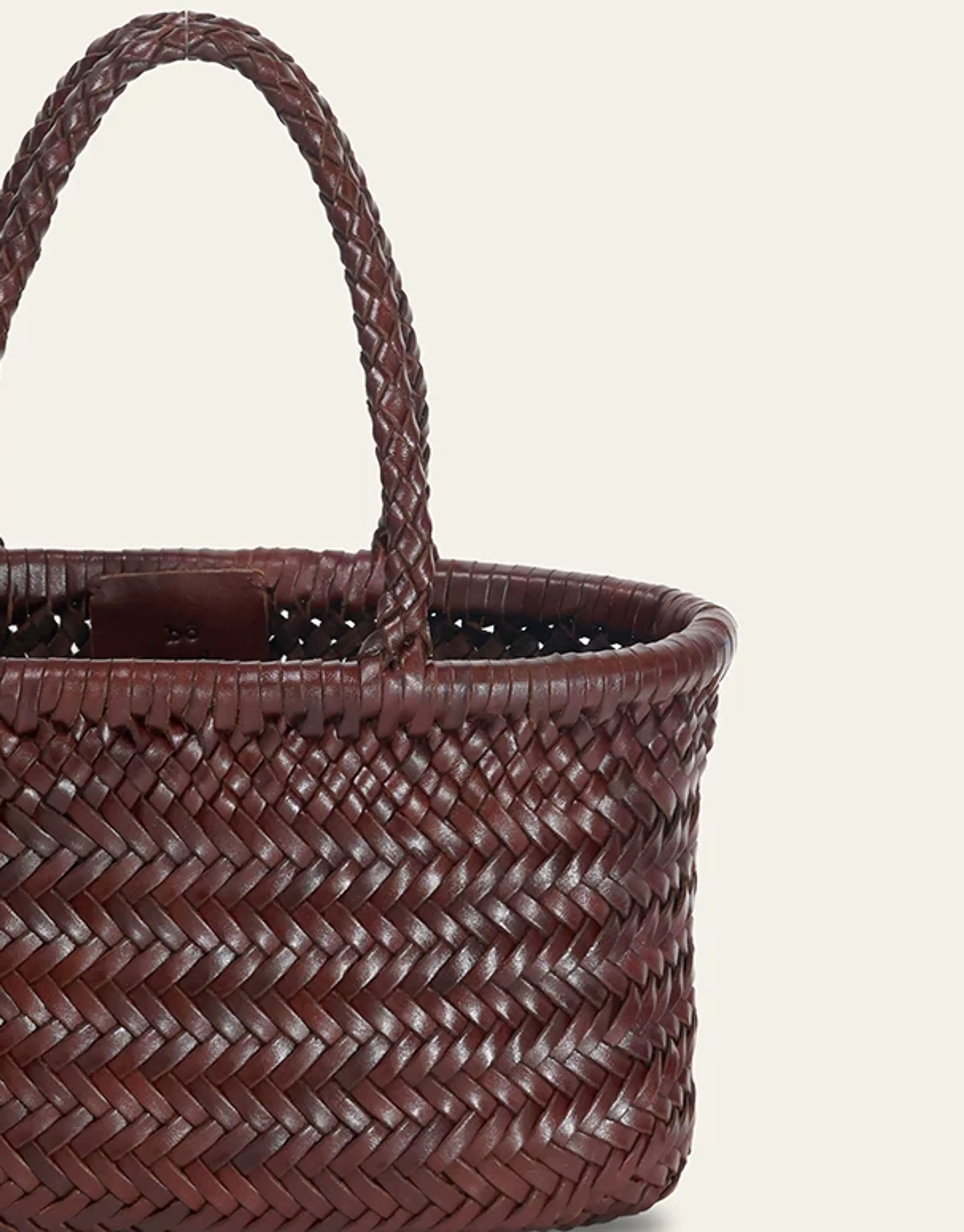 Small Woven Leather Basket Bag - Image 3