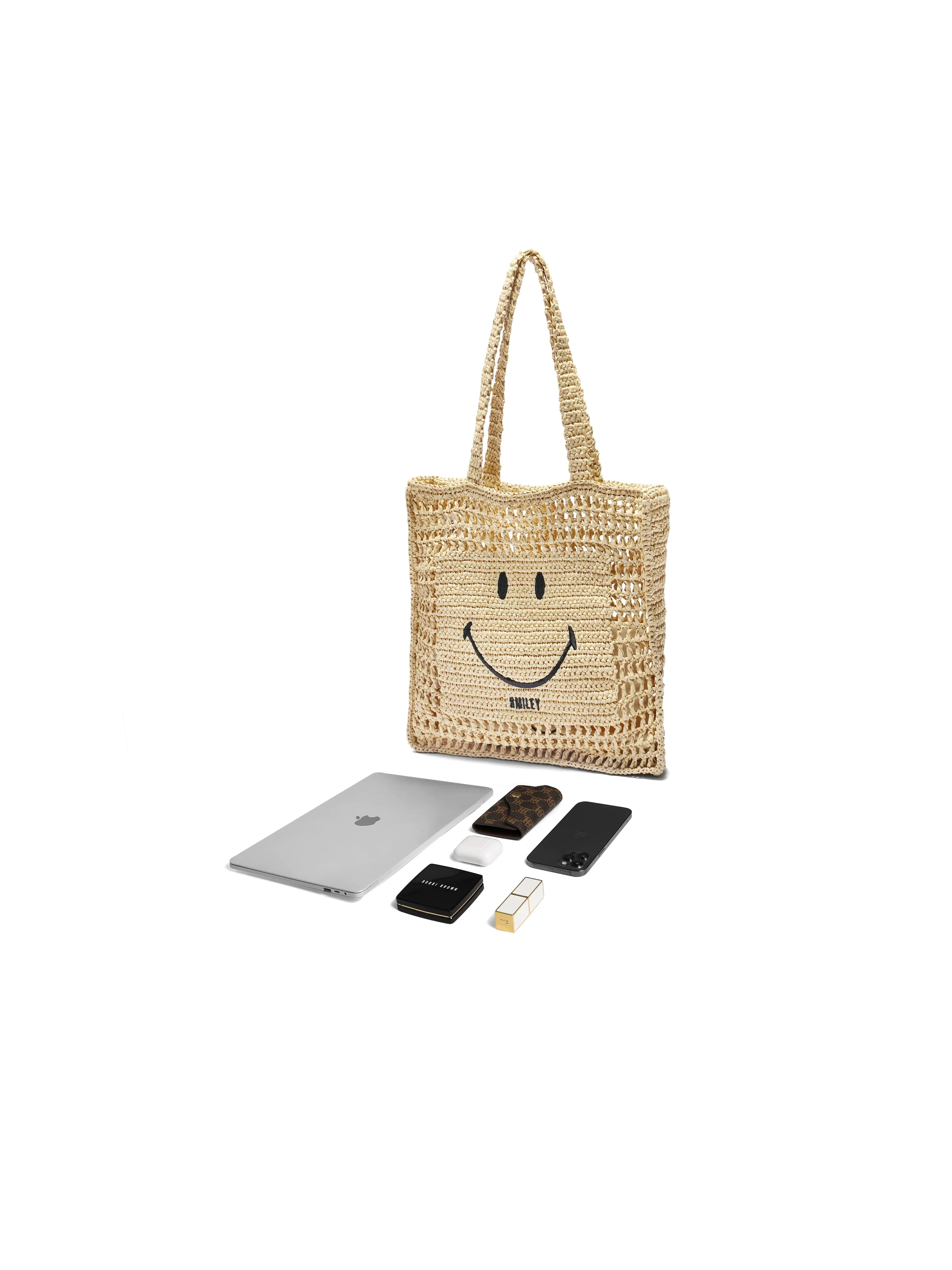 Smiley Raffia Tote - Image 2