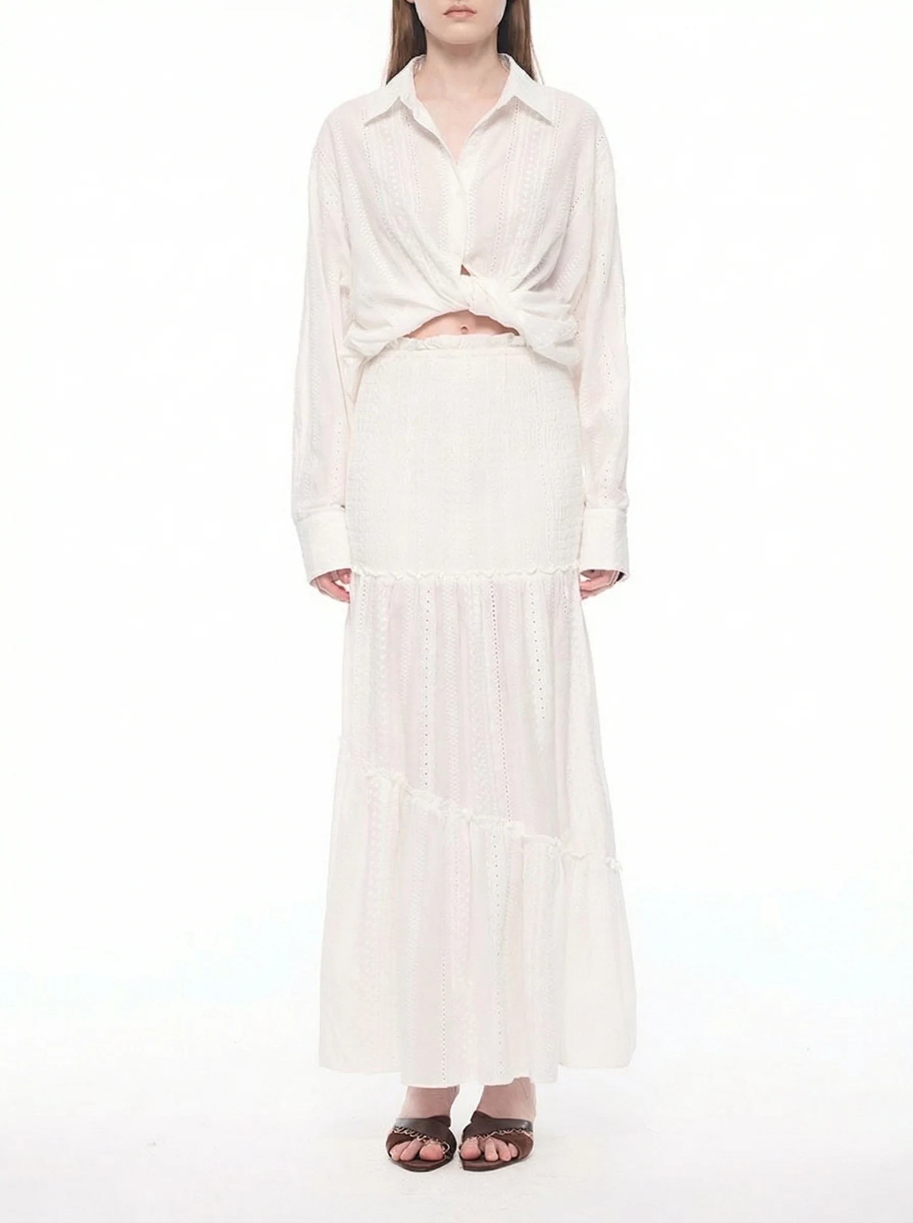 Smocked Tiered Maxi Skirt