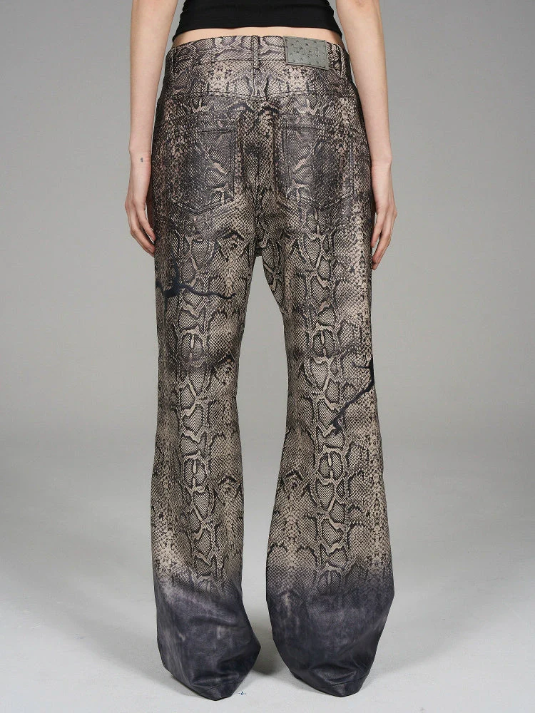 Snake Print Flared Trousers