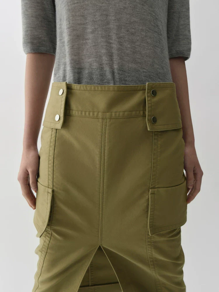 Snap-Tab Cargo Midi Skirt - Image 3