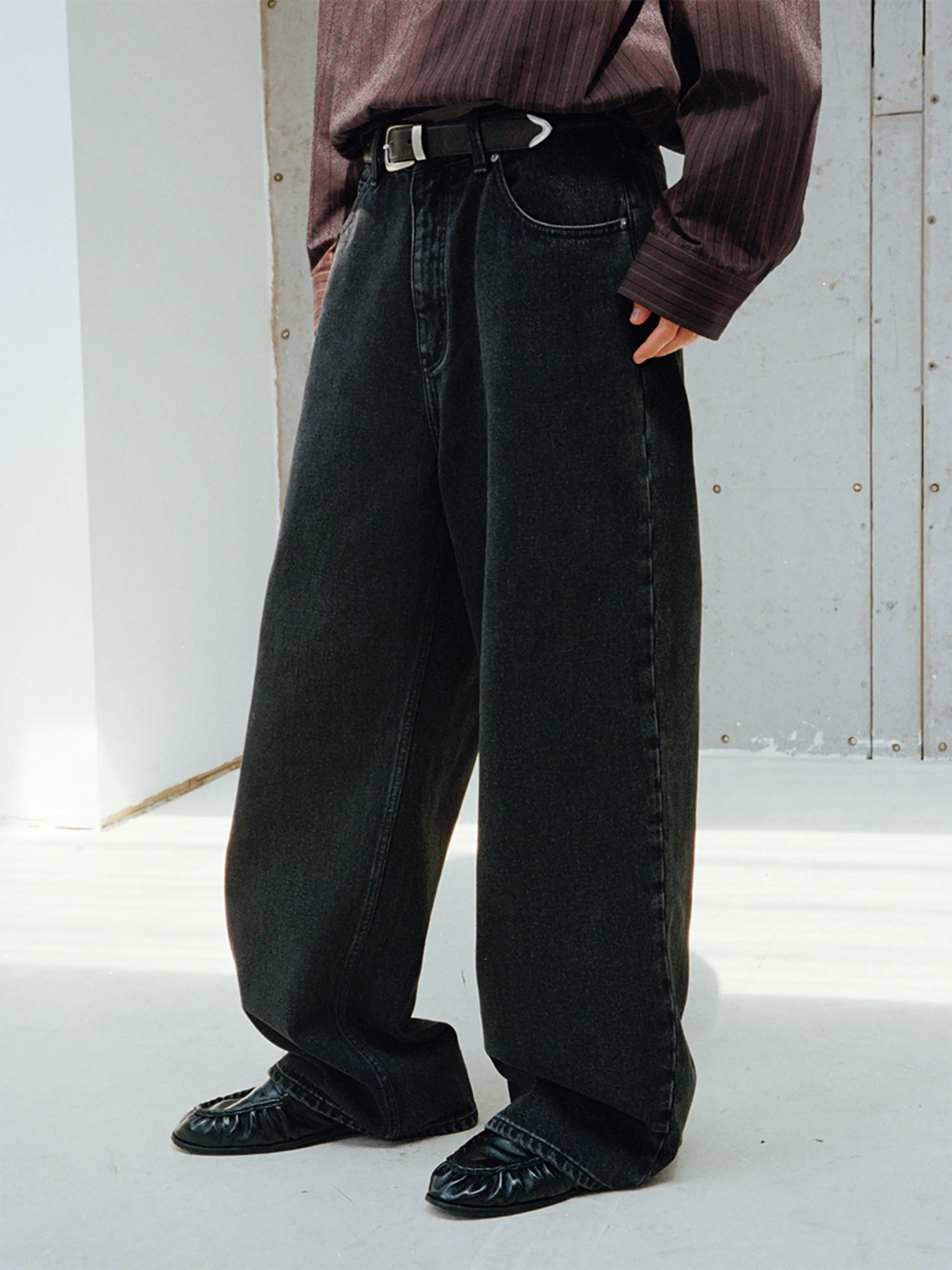 Snow-Wash Wide-Leg Jeans - Image 5
