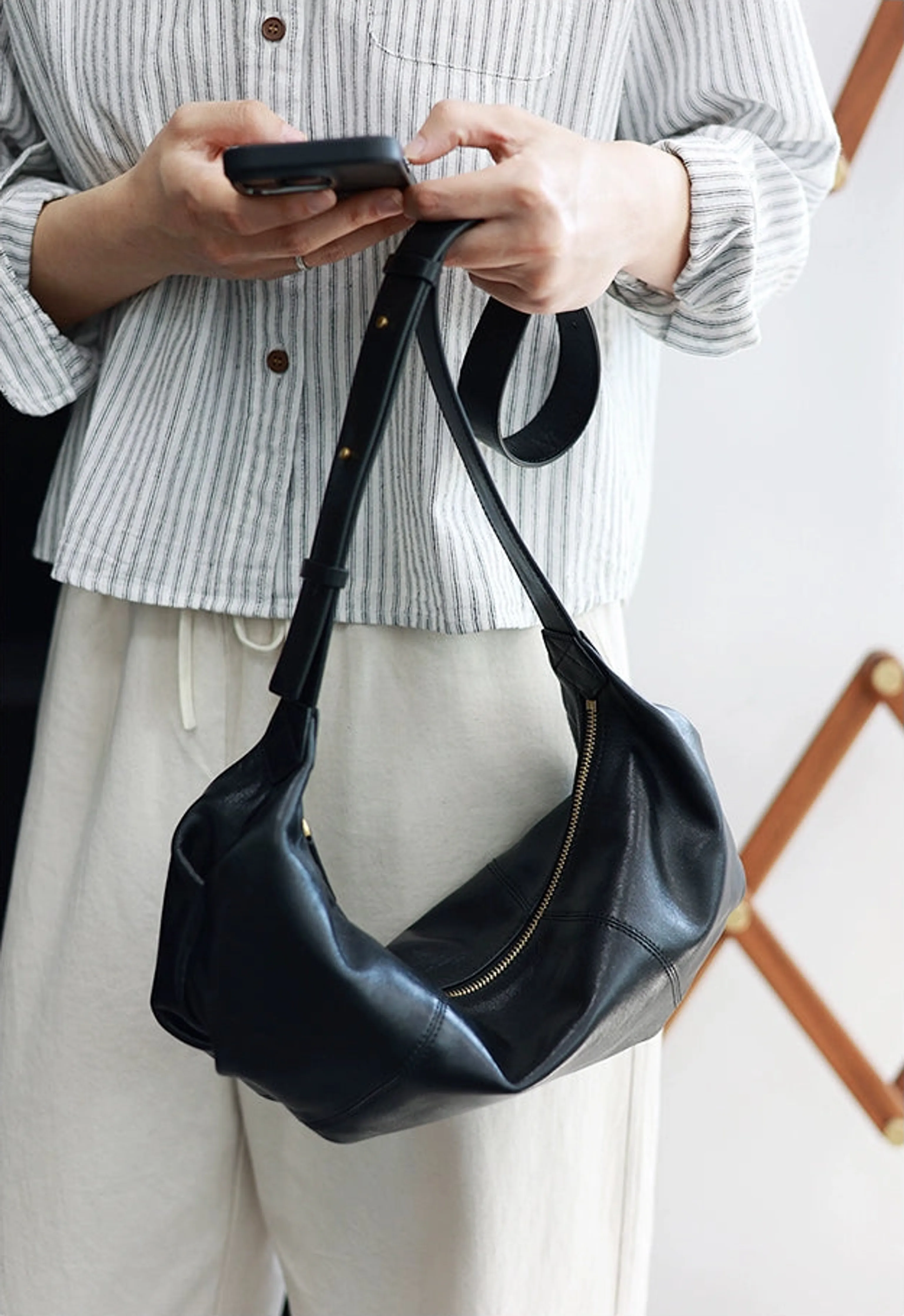 Soft Leather Croissant Bag - Image 10