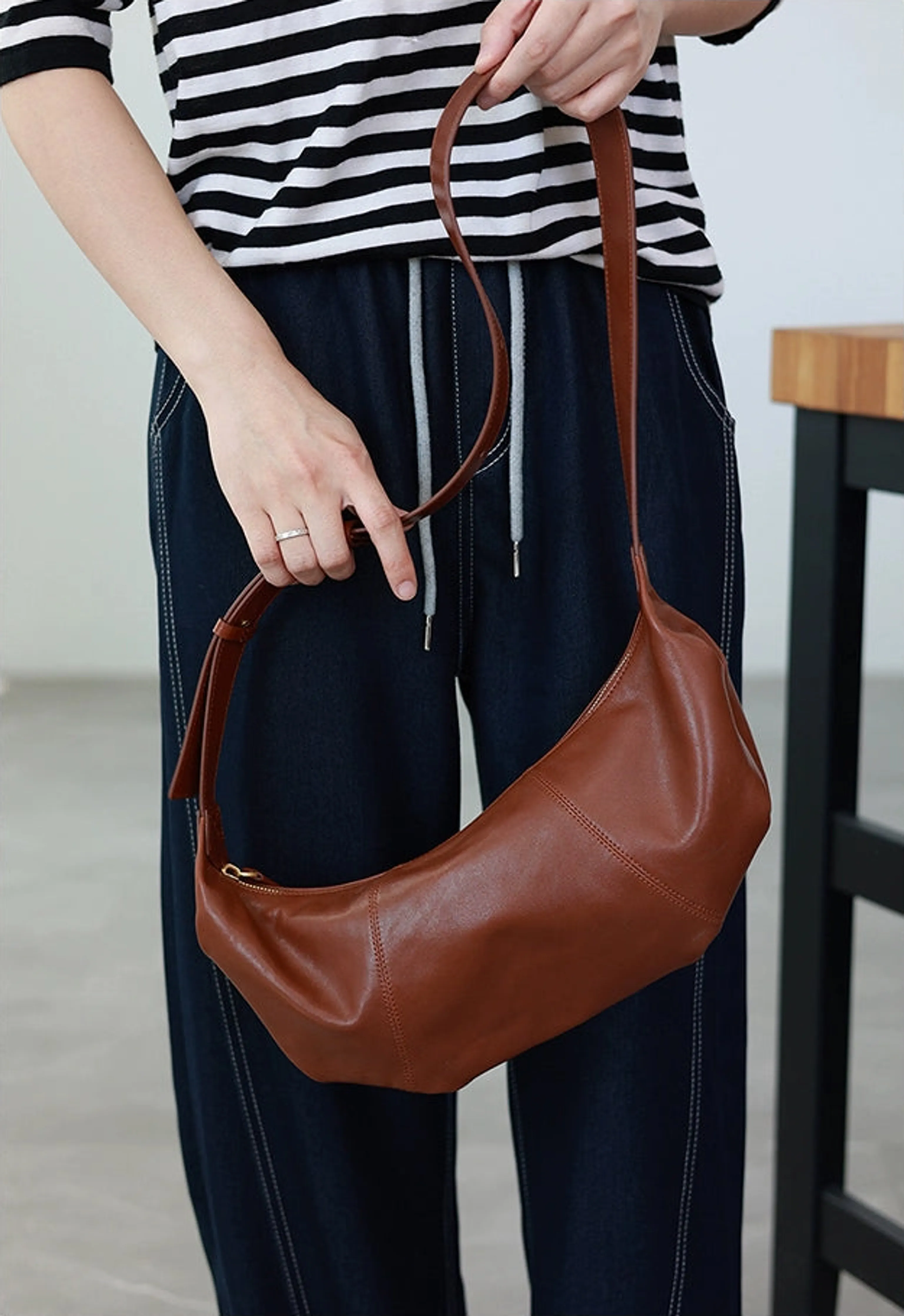 Soft Leather Croissant Bag - Image 11