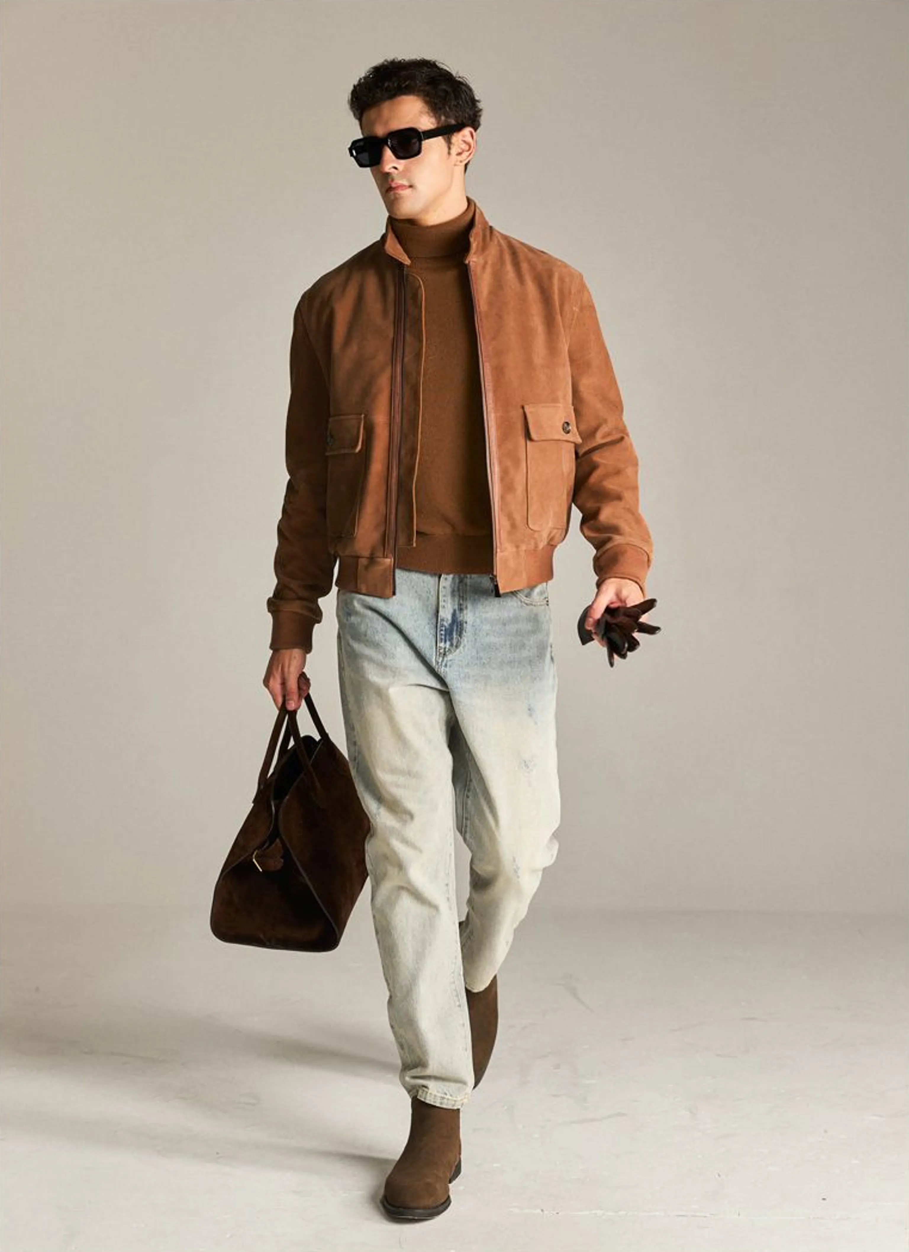 South African Sheepskin Suede Harrington Jacket
