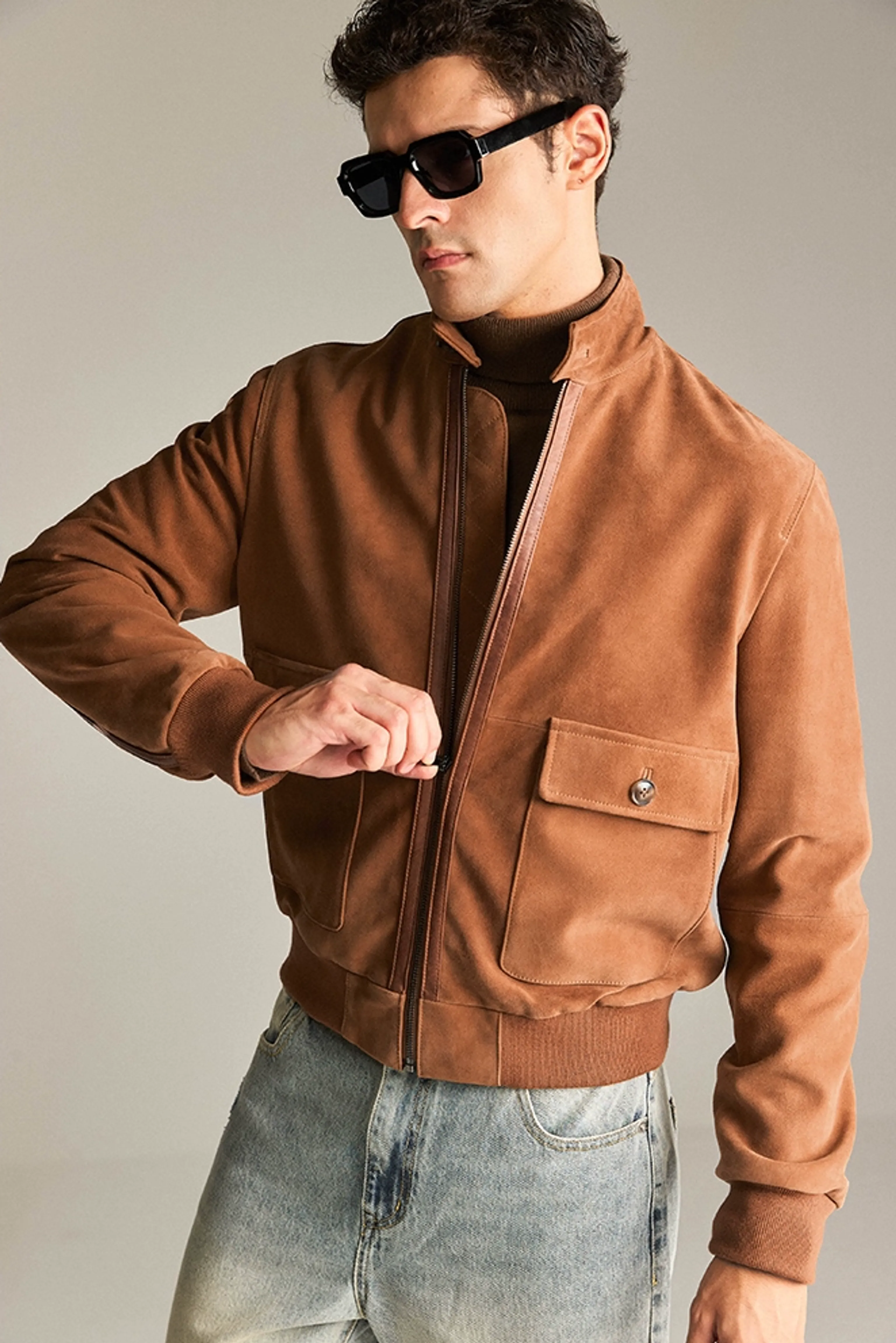 South African Sheepskin Suede Harrington Jacket - Image 5