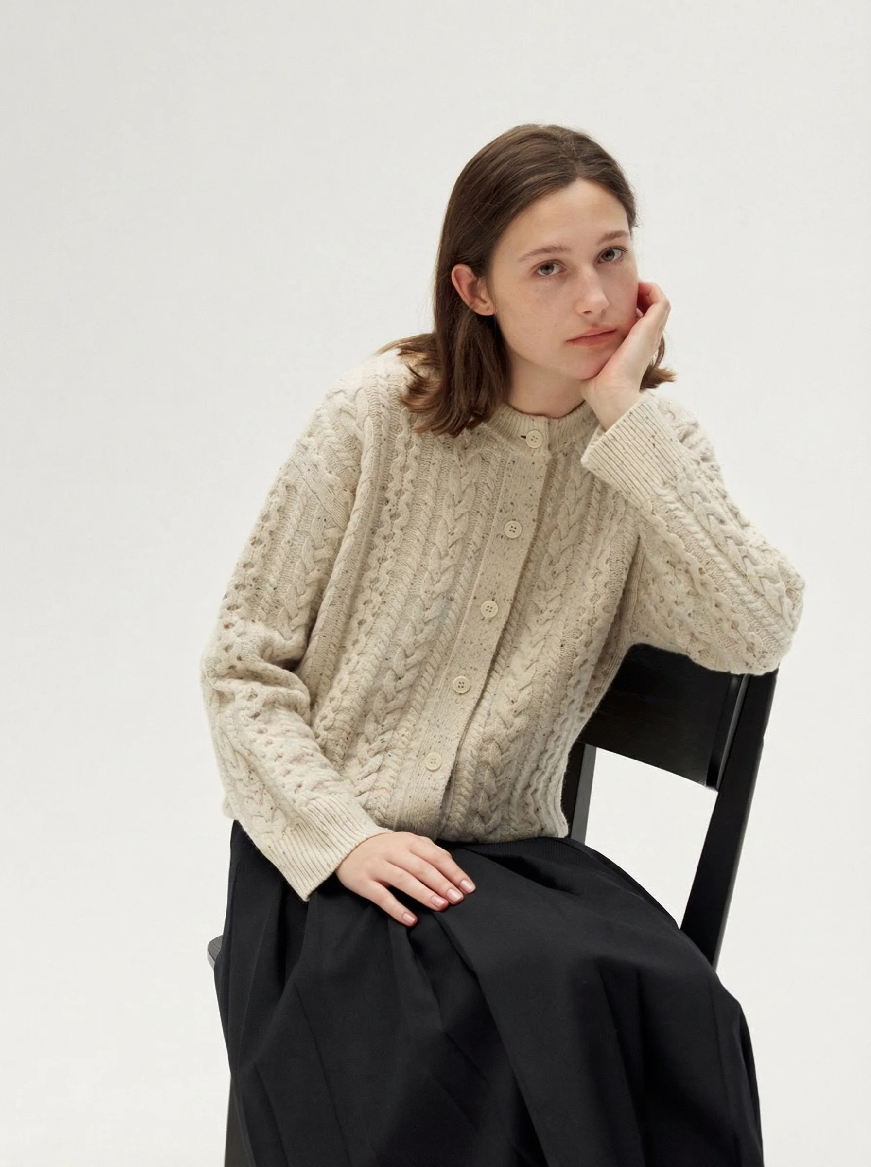 Speckled Cable Cardigan - Image 6