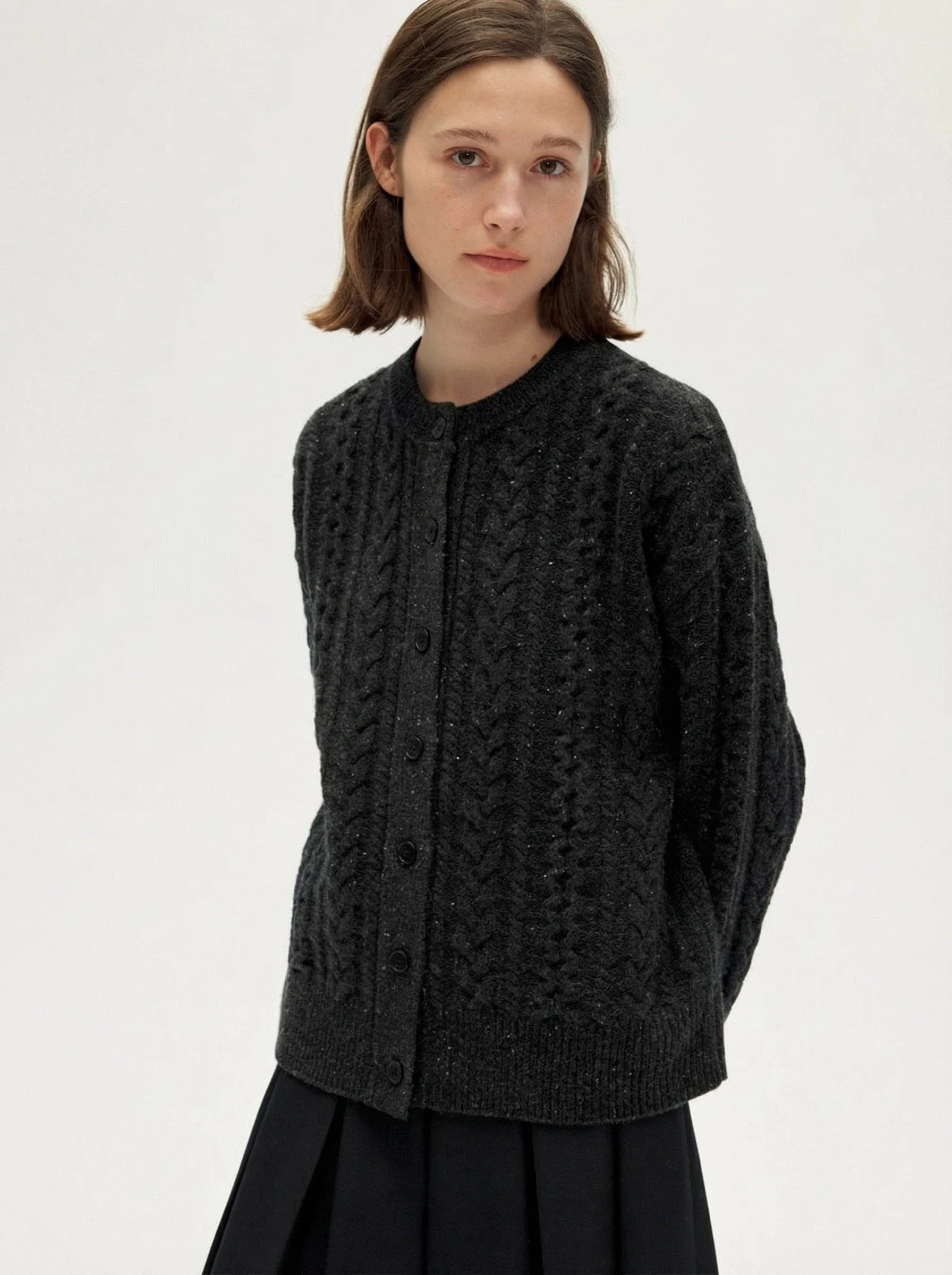 Speckled Cable Cardigan - Image 8