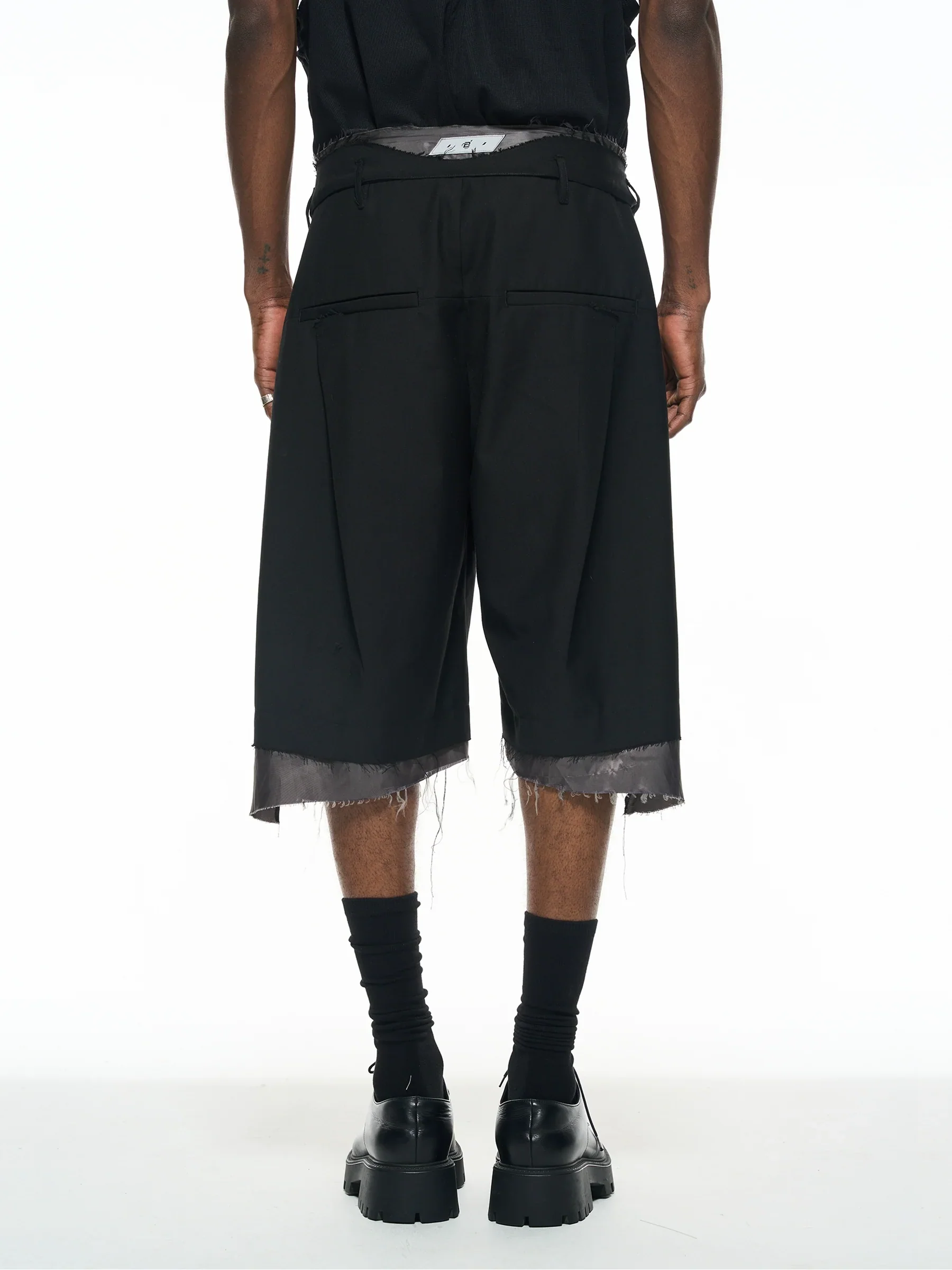 Spliced Raw-Hem Shorts