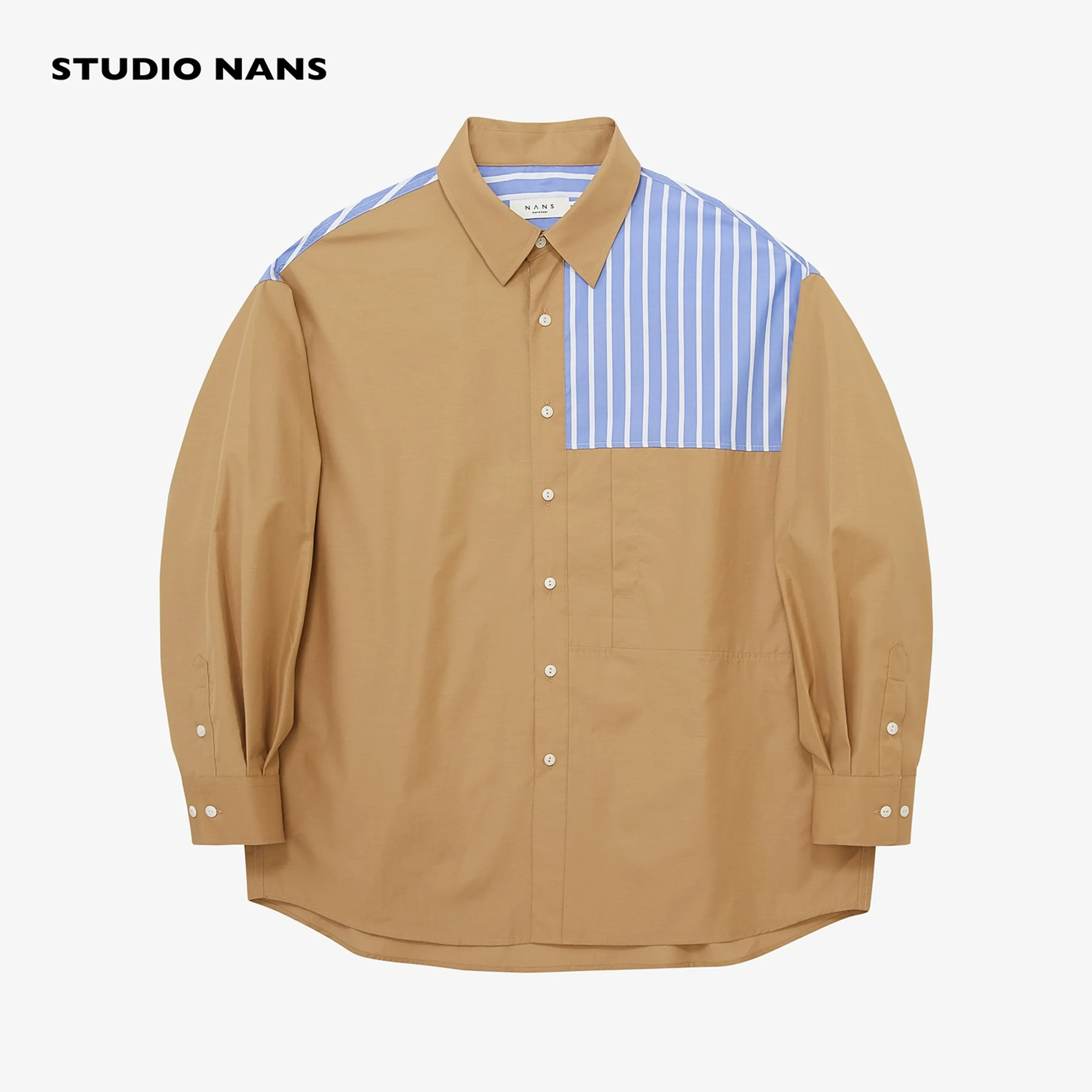 Split Contrast Patchwork Shirt - Image 7