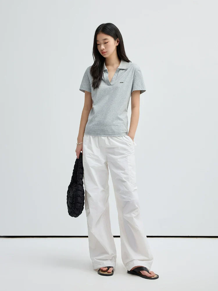 Split-Neck Polo Knit Tee - Image 2