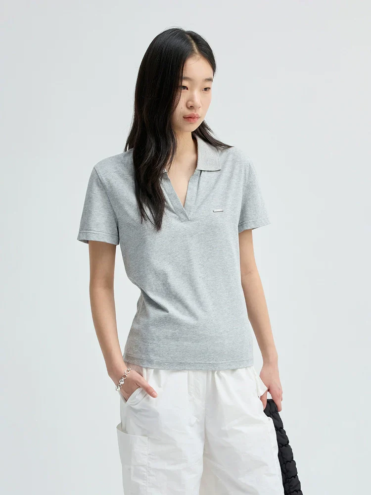 Split-Neck Polo Knit Tee - Image 4