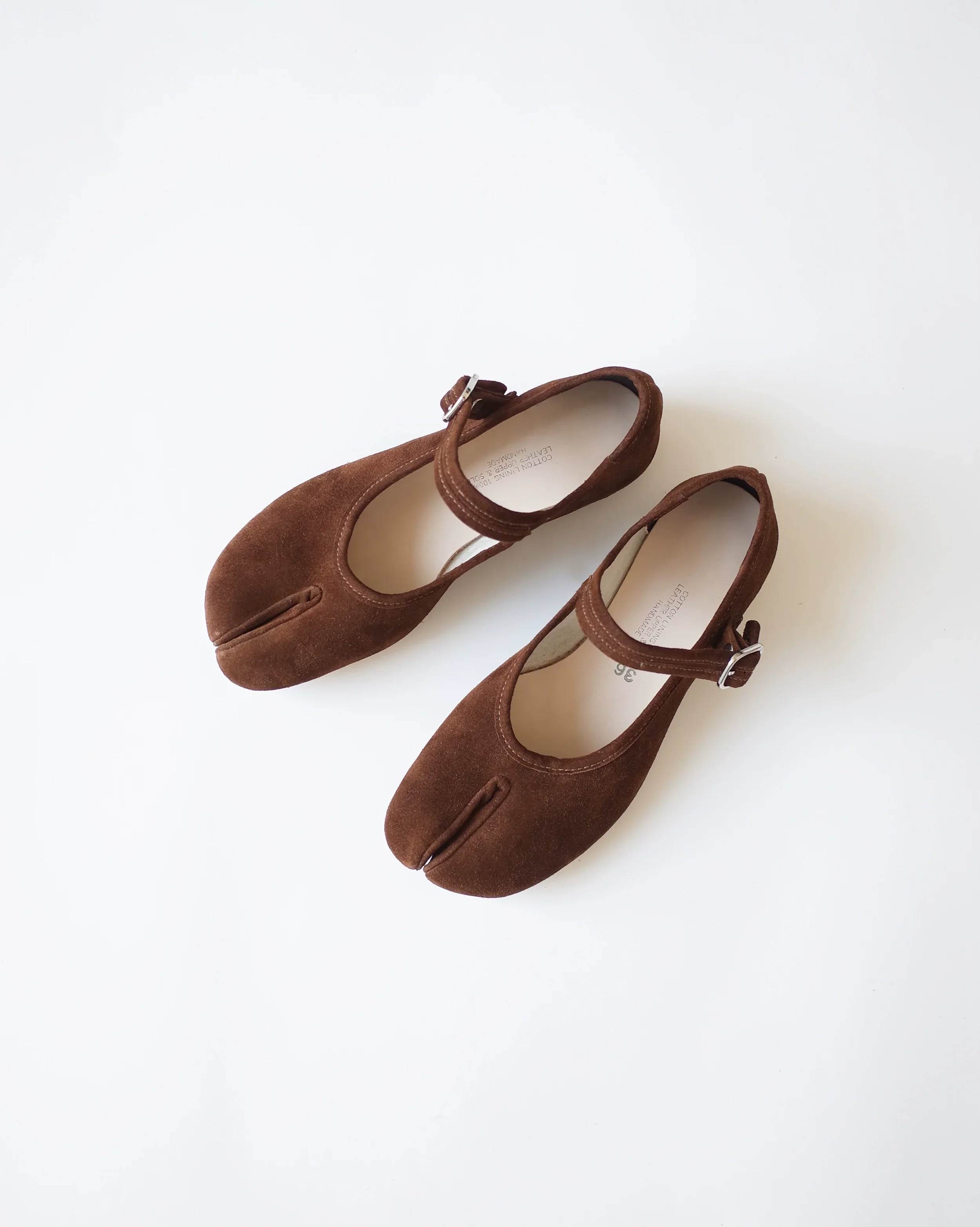 Split-Toe Suede Mary Jane Flats - Image 3