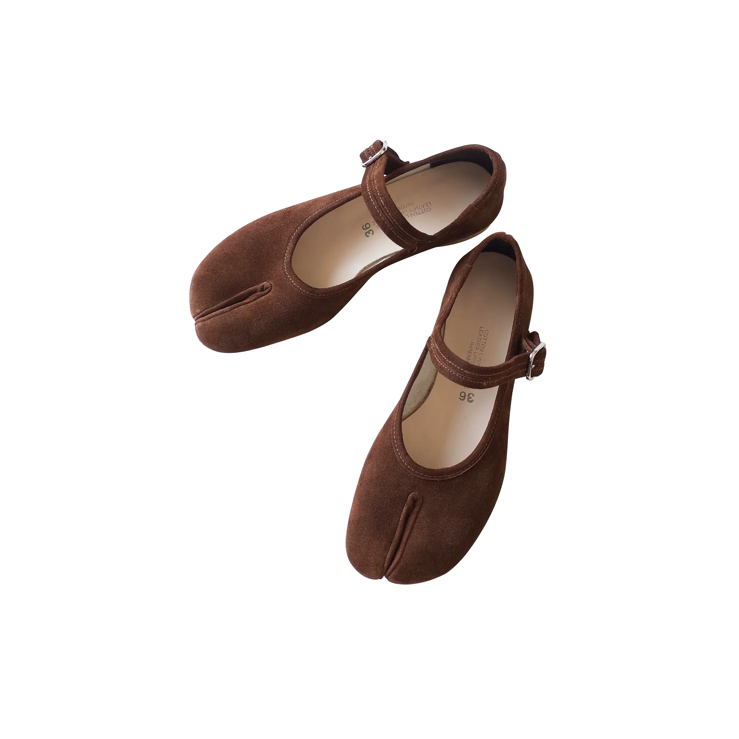 Split-Toe Suede Mary Jane Flats - Image 5