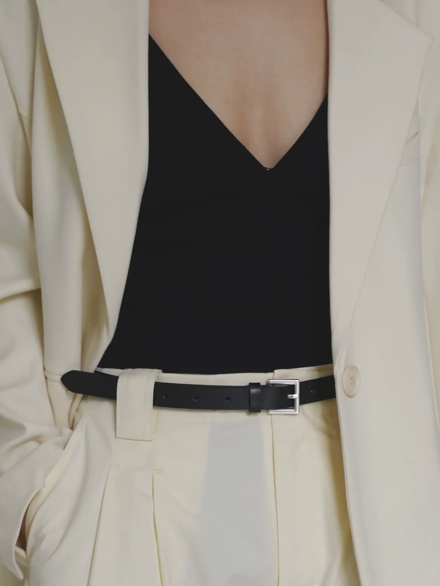 Square Buckle Leather Belt