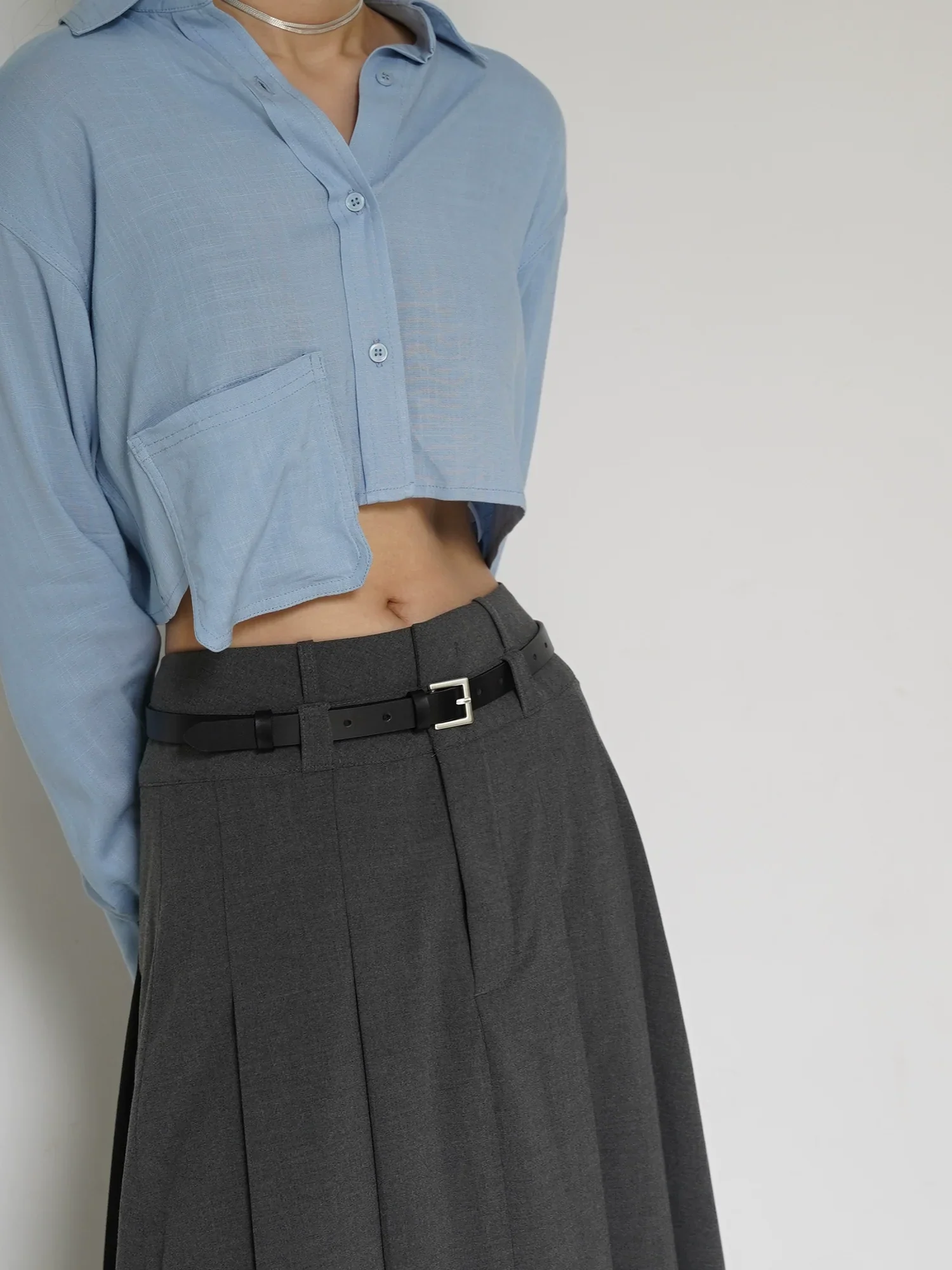 Square Buckle Leather Belt - Image 4