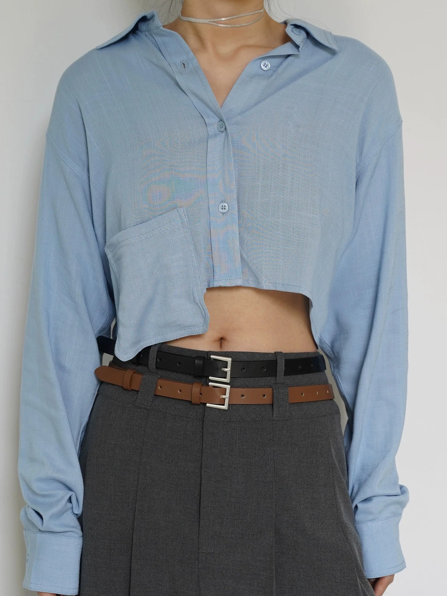 Square Buckle Leather Belt - Image 5