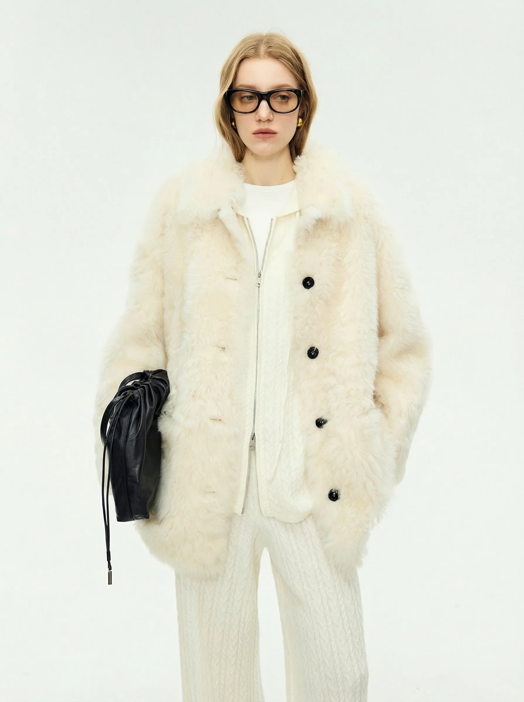 Square Collar Toscana Shearling Coat - Image 4