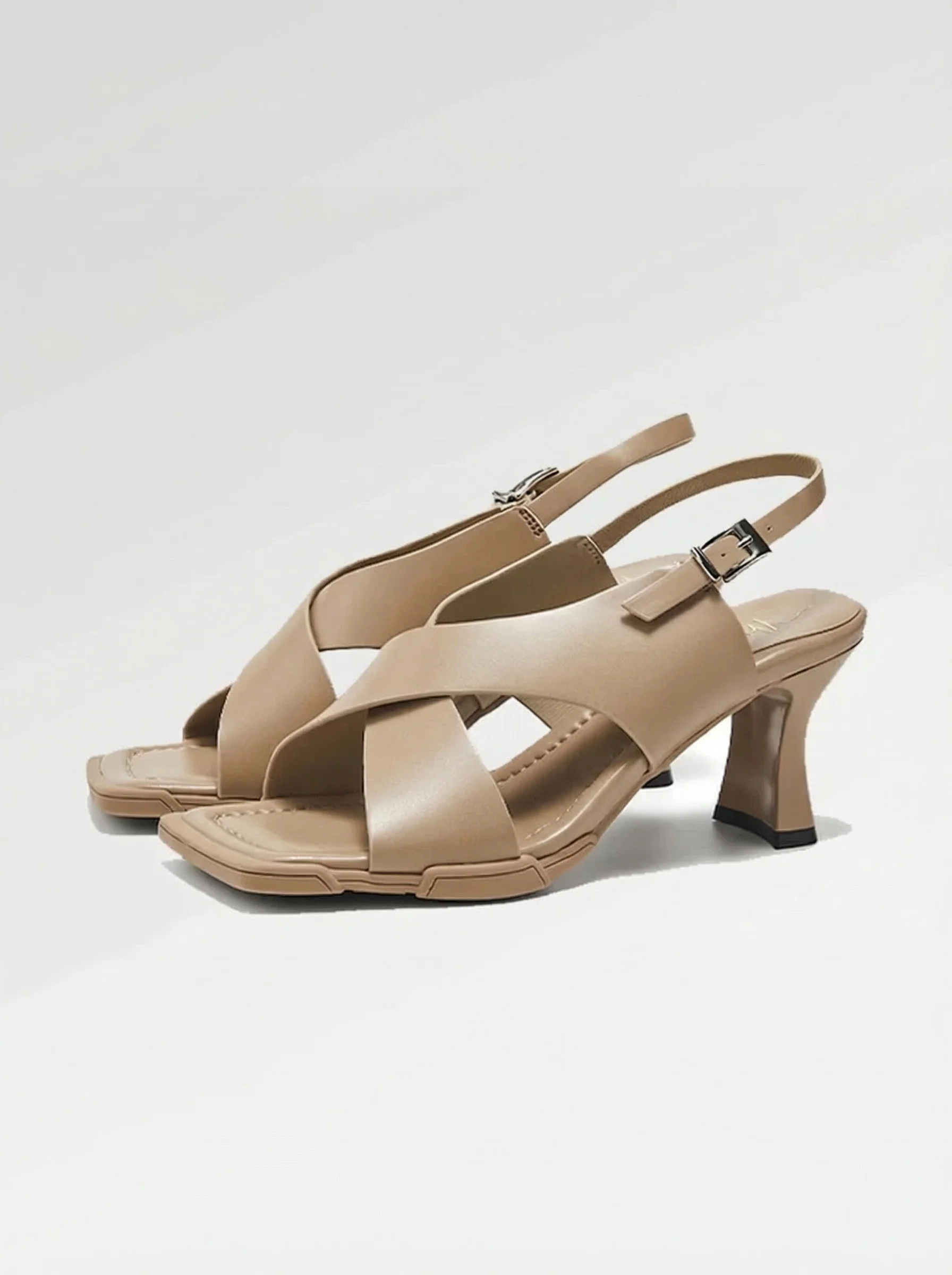 Square-Toe Crisscross Slingback Sandals - Image 7