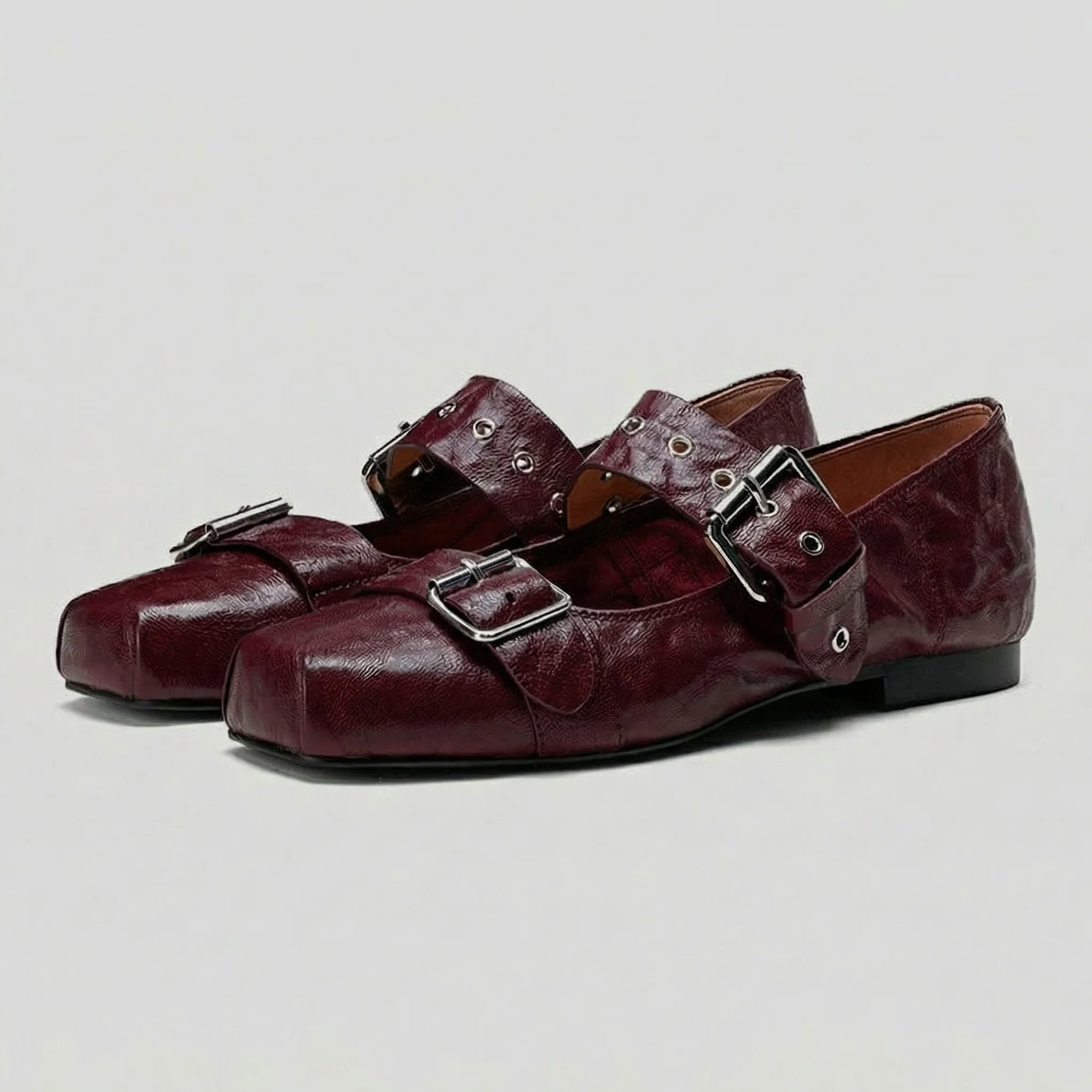 Square-Toe Double-Buckle Mary Jane Flats - Image 6