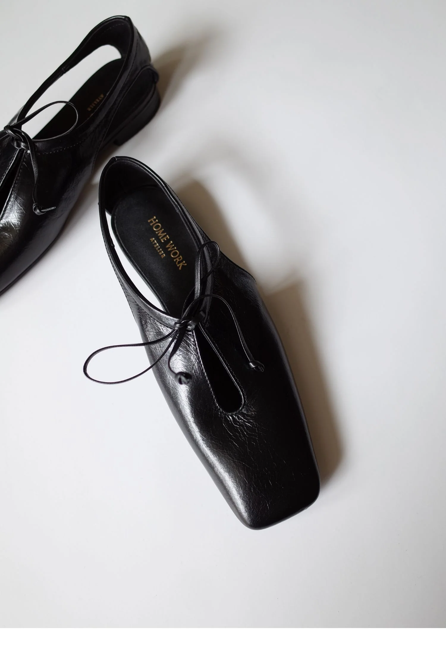 Square Toe Lace-Up Flats - Image 7