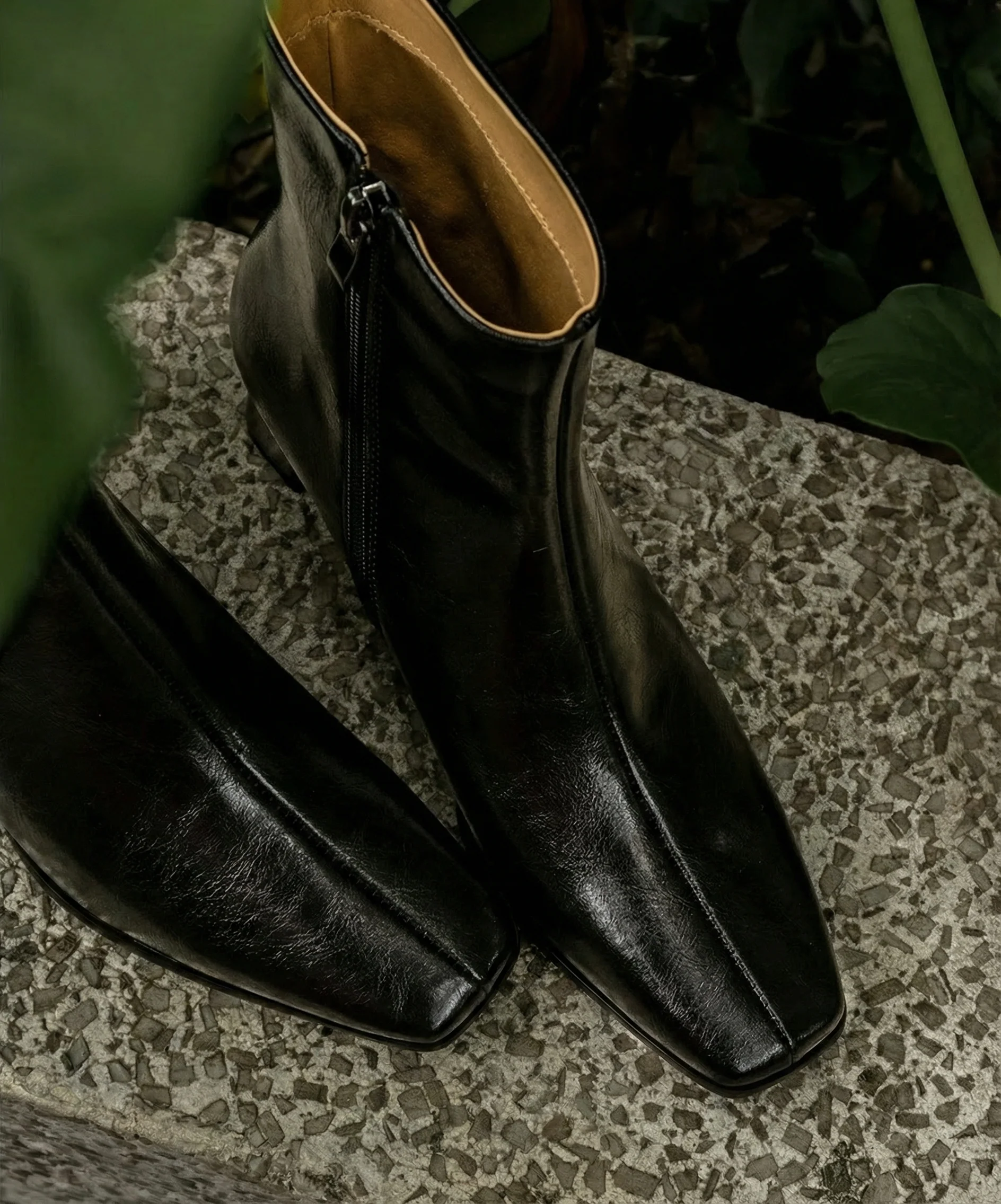 Square-Toe Leather Ankle Boots - Image 5