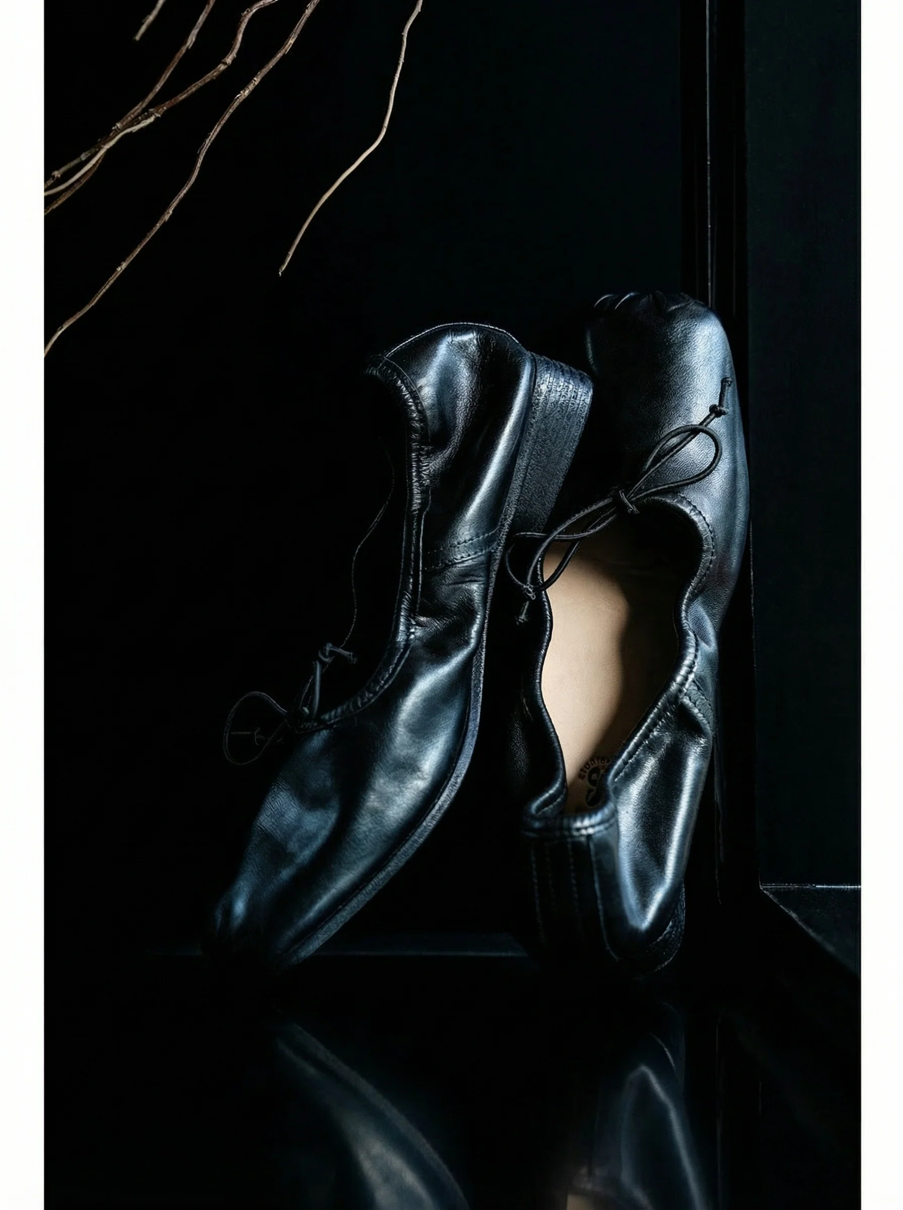 Square-Toe Leather Ballet Flats