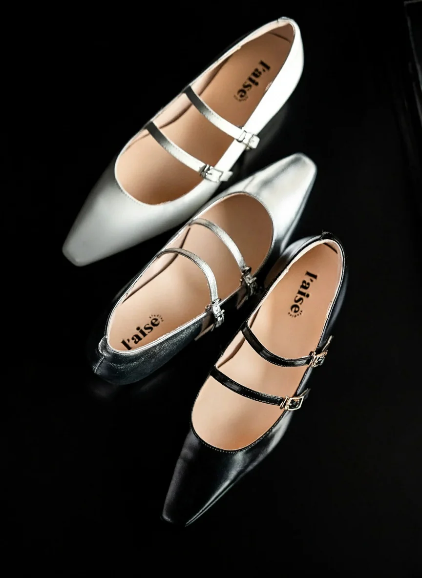 Square-Toe Low-Heel Mary Jane Flats - Image 3