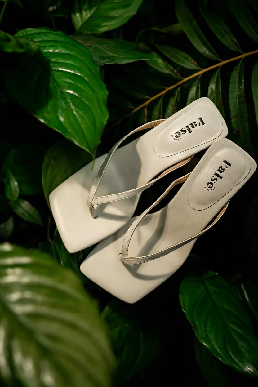 Square Toe Low-Heel Thong Sandals - Image 2